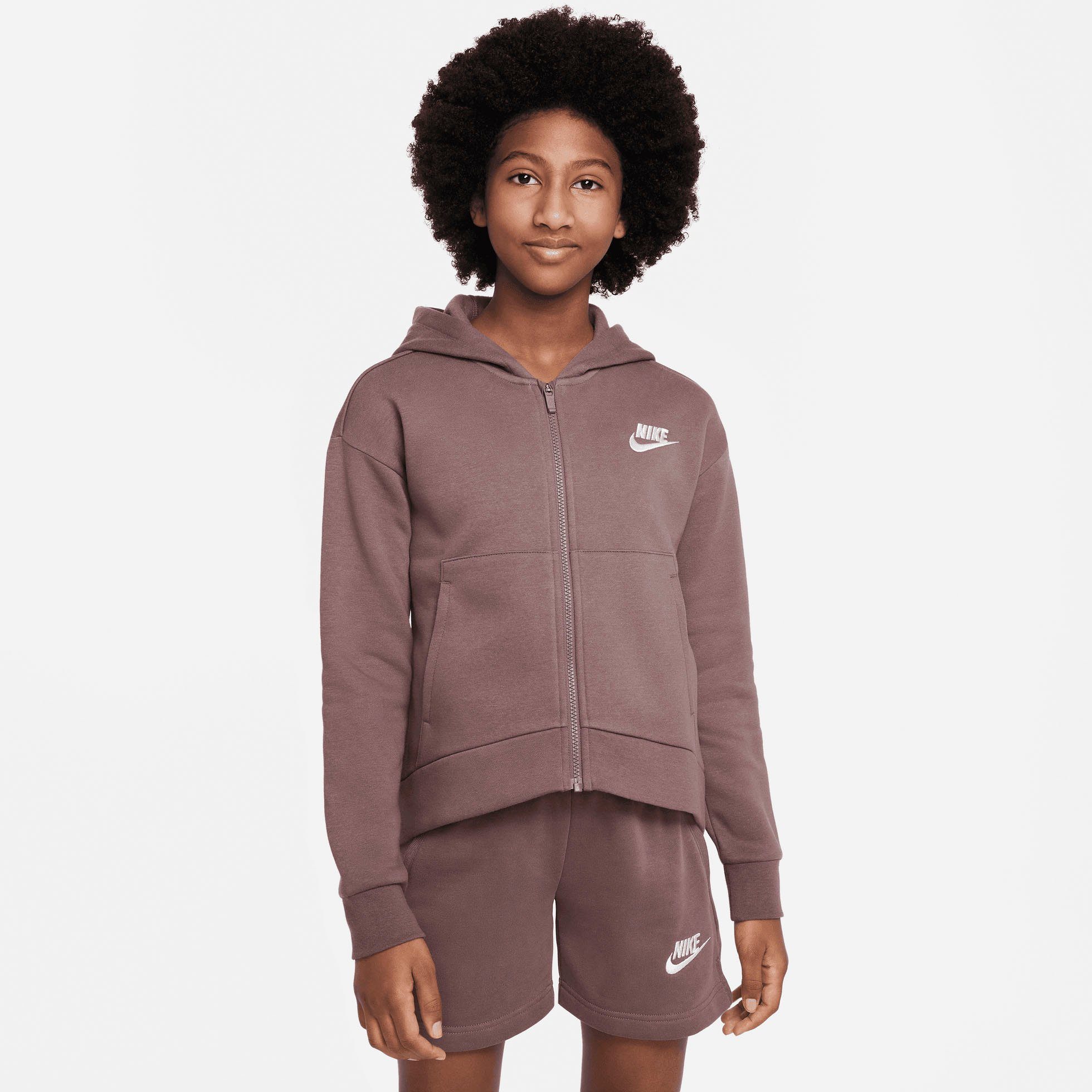 Nike Sportswear Kapuzensweatjacke Full-Zip Big Fleece PLUM Hoodie Club Kids' (Girls) ECLIPSE/WHITE