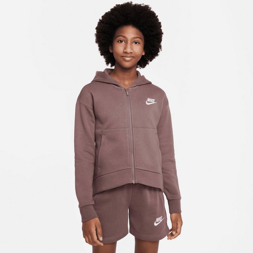 Nike Sportswear Fleece Hoodie Club Kids\' (Girls) Full-Zip Kapuzensweatjacke Big