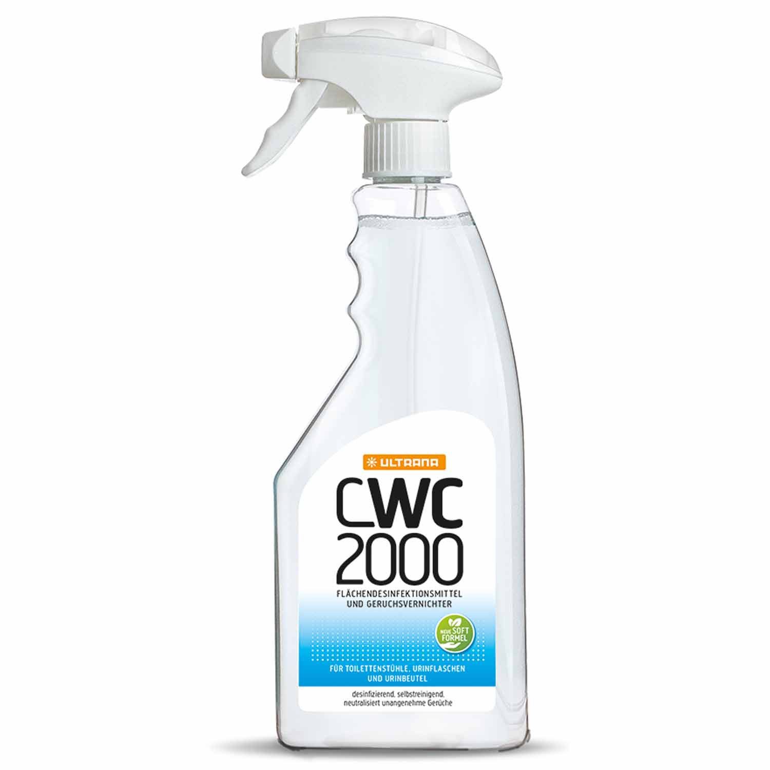 Ultrana GmbH Ultrana CWC 2000 Geruchsvernichter Spray 500 ml Oberflächen-Desinfektionsmittel (Einzelartikel, [1-St. 1 Verpackung à 500 ml wirkt gegen Keime und Gerüche)