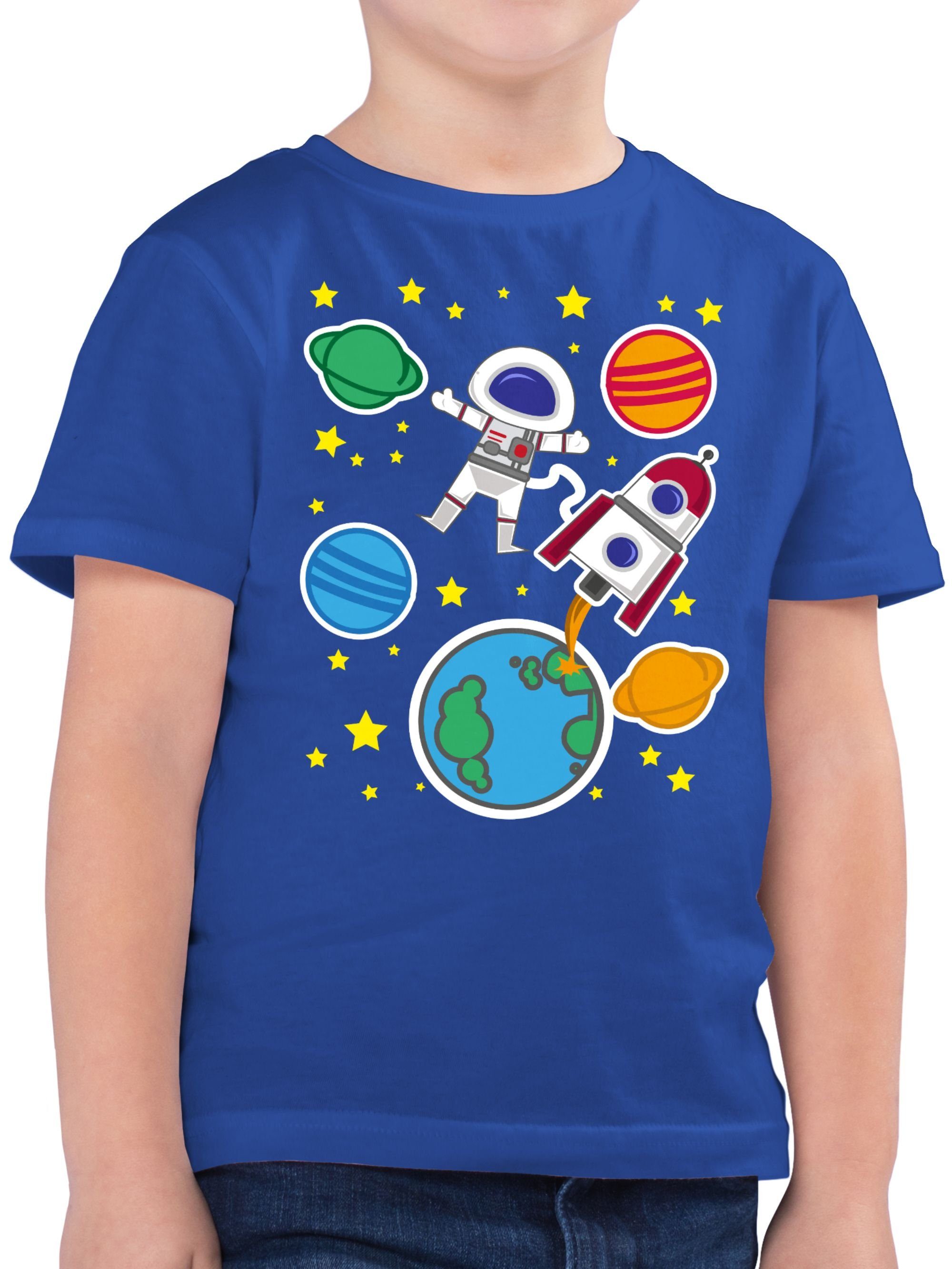 Shirtracer T-Shirt Weltall mit Astronaut Kindermotive 2 Royalblau