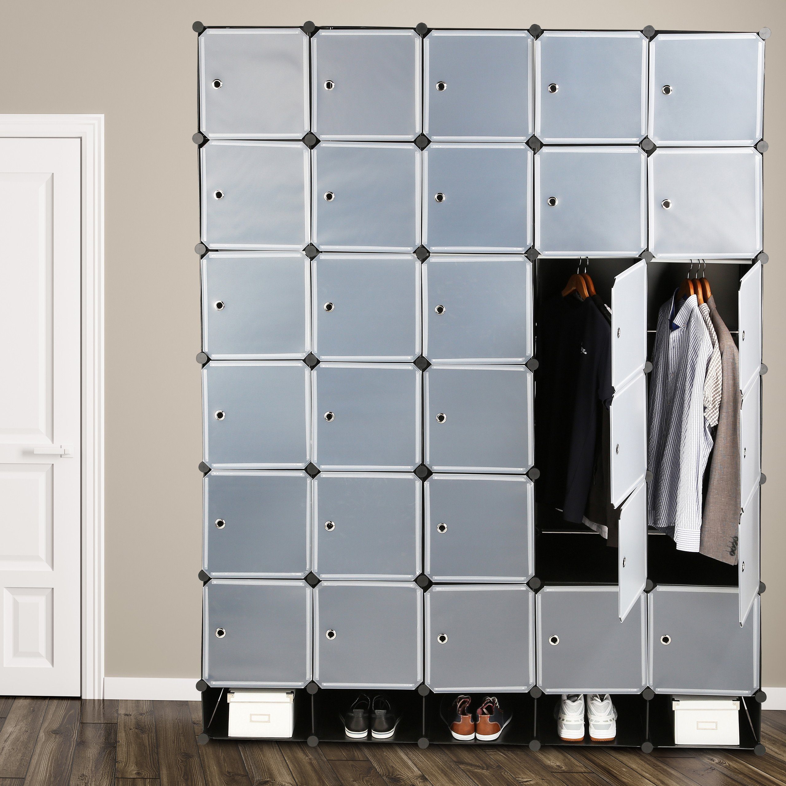 Transparent Silber schwarz relaxdays Schwarz Stecksystem XXL | Kleiderschrank Kleiderschrank Schwarz