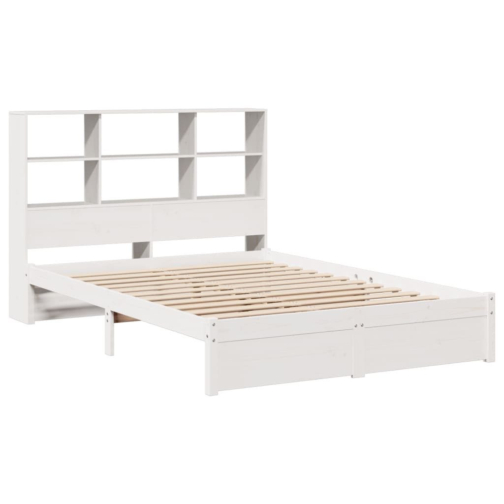 vidaXL Bett Massivholzbett mit Regal ohne Matratze Weiß 140x190 cm Kiefer günstig online kaufen