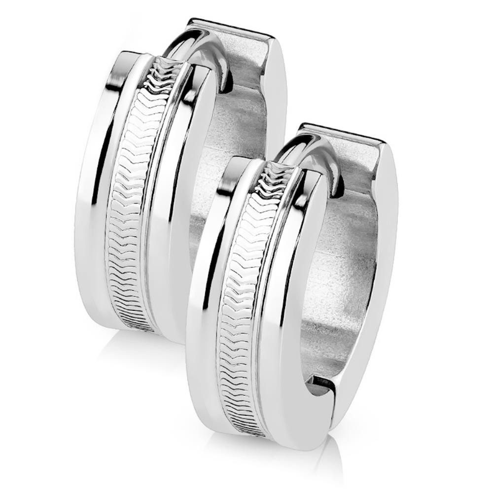 Creolen-Set Creolen gemustertes Inlay silber aus Edelstahl Unisex