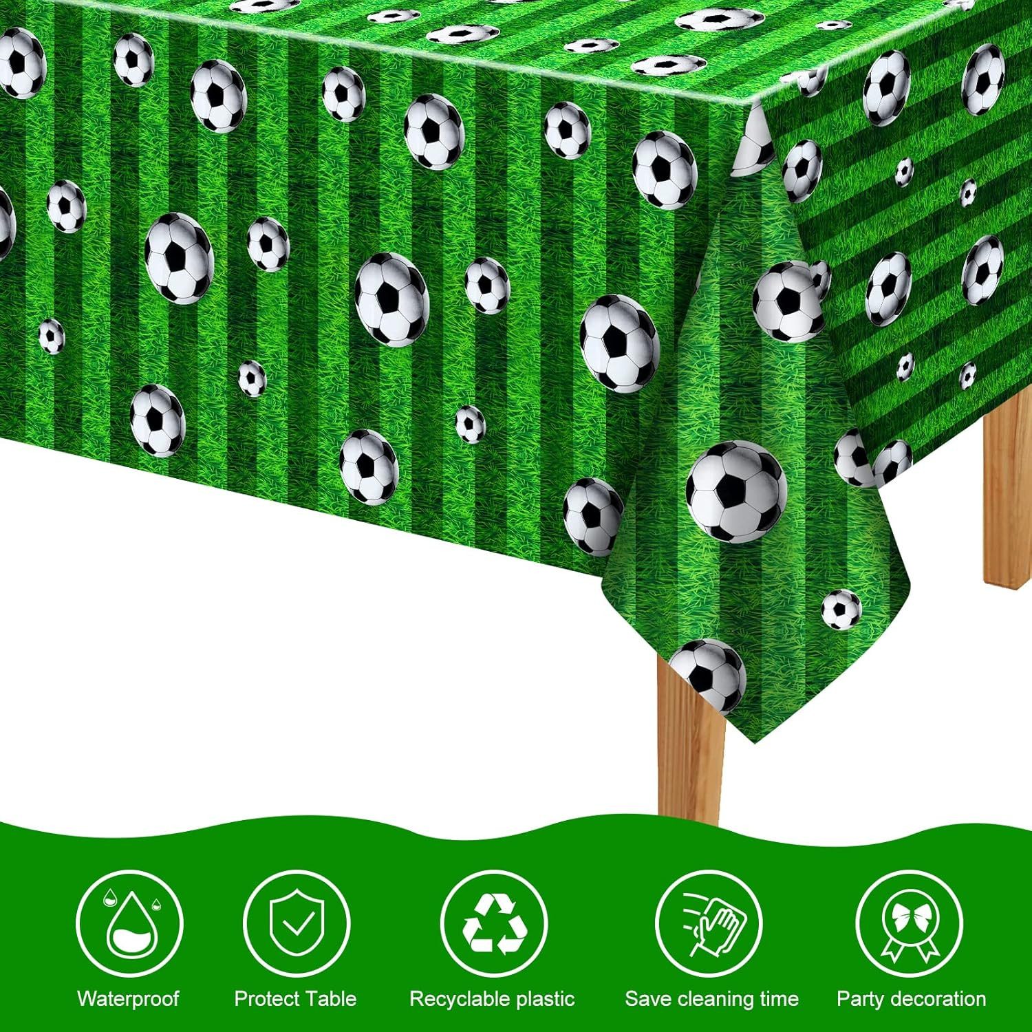 FELIXLEO Gartentischdecke Fußball Tischdecke 137x274cm Party Deko 2 Stück (1-tlg)