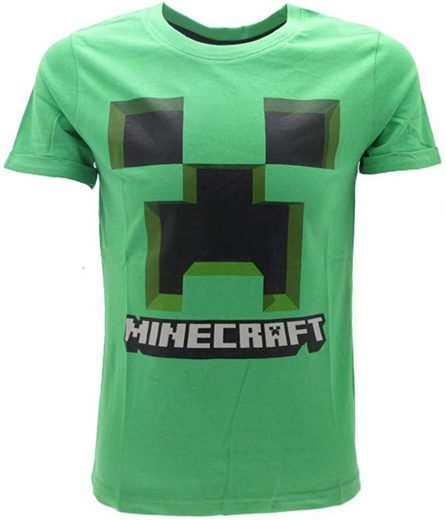 Minecraft T-Shirt »MINECRAFT T-SHIRT green Pixel Logo Kindershirt Gr.116 128 140 152 Jungen + Mädchen 6 8 10 12 Jahre«