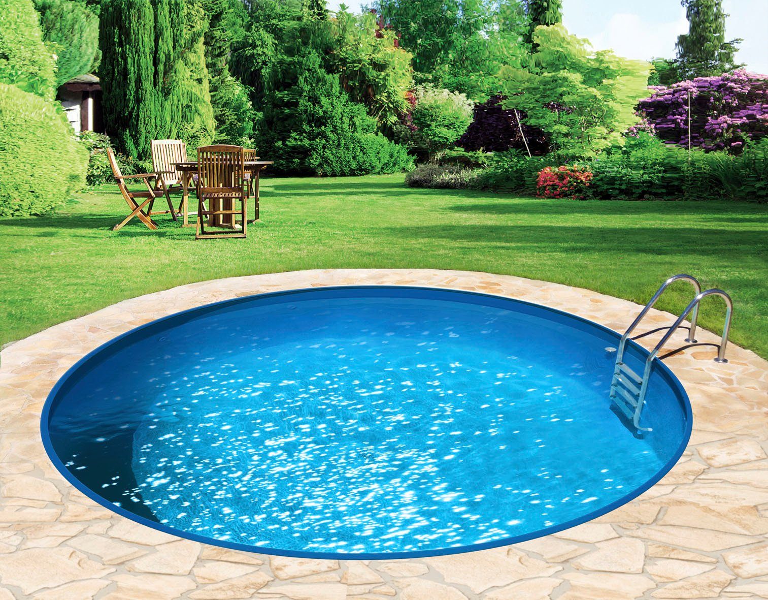 my POOL BWT Rundpool HOLIDAY inkl. umfangreichem Zubehör (Komplett-Set, 7-tlg), Höhe 150 cm, in versch. Größen erhältlich