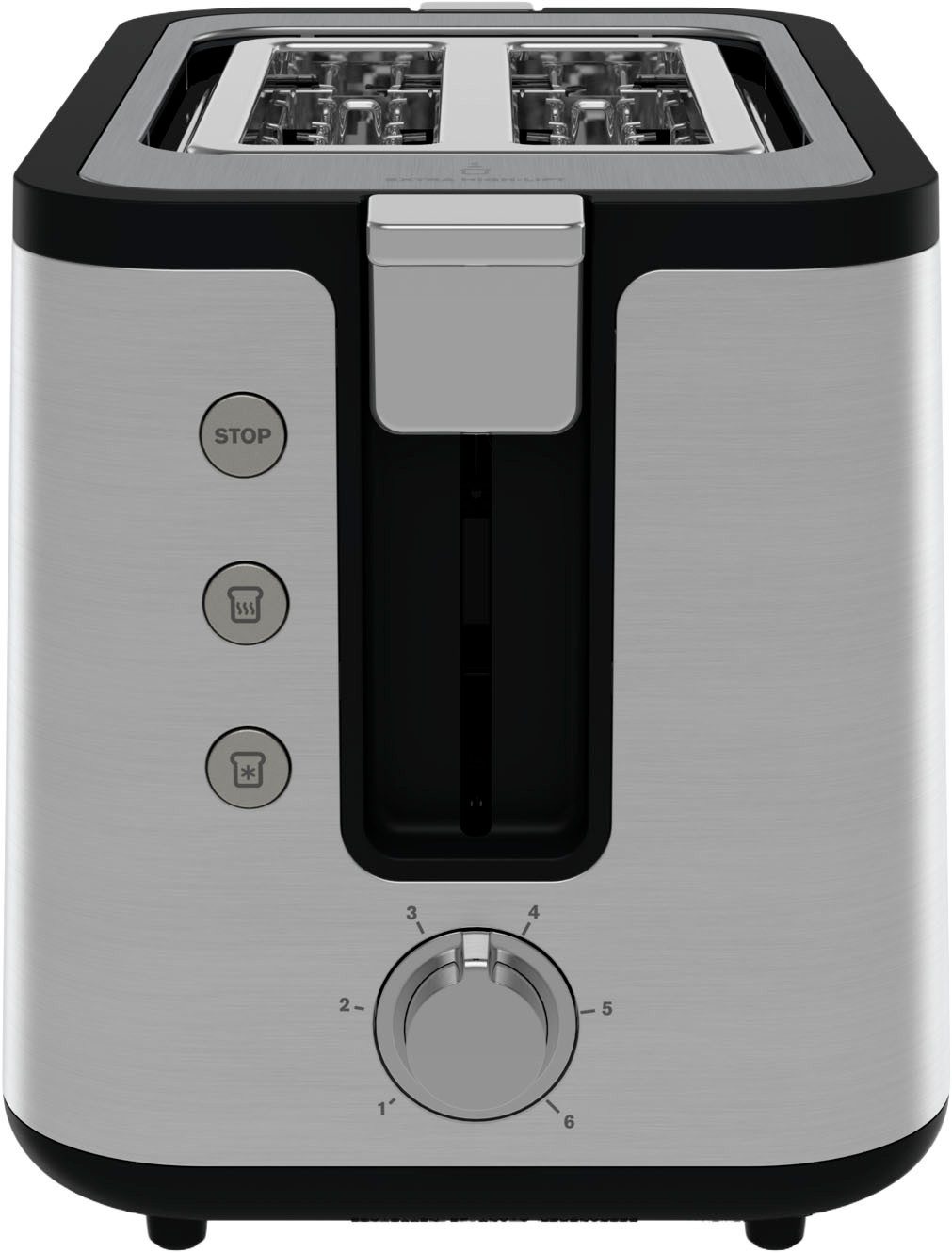 Krups Toaster KH442D Control Line, 6 Bräunungsstufen, herausnehmbare Krümelschublade, 2 kurze Schlitze, für 2 Scheiben, 850 W, integrierter Gebäck- und Brötchenwärmer, Anhebefunktion
