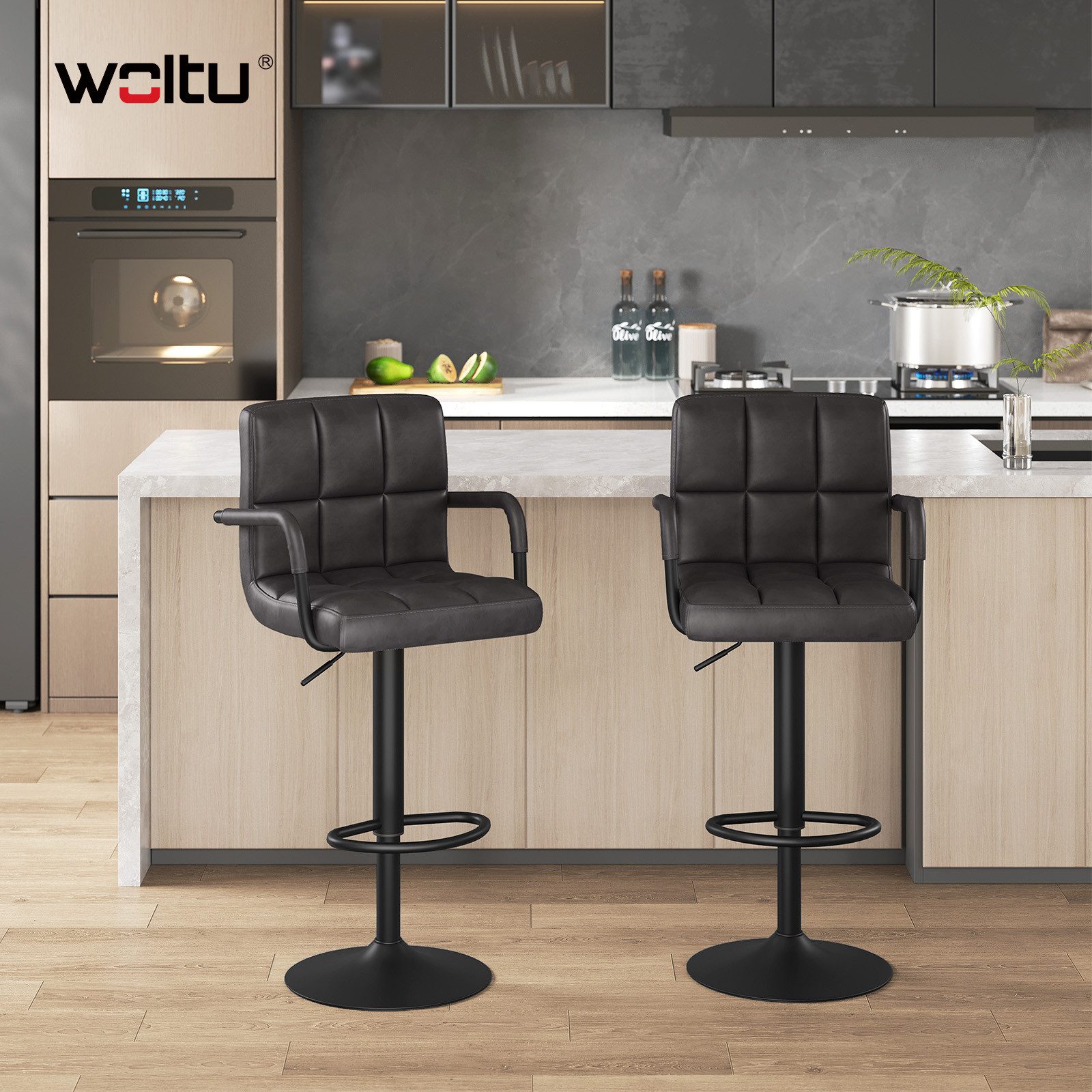Woltu Barhocker (1 St), mit Rückenlehne, Kunstleder höhenverstellbar drehba günstig online kaufen