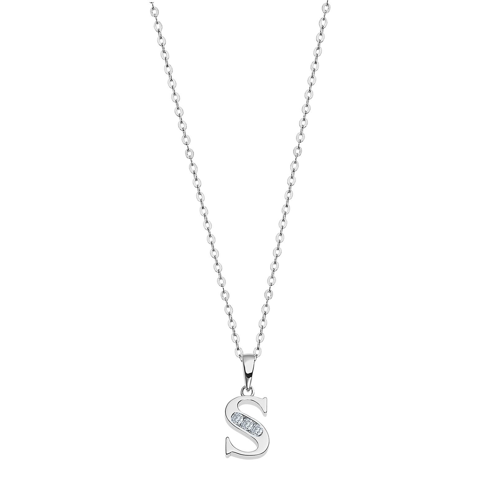 LOTUS SILVER Silberkette LOTUS Silver Halskette Buchstabe S 925 (Halskette), Halskette Buchstabe S ca. 44cm, 925 Sterling Silber, Farbe: silber