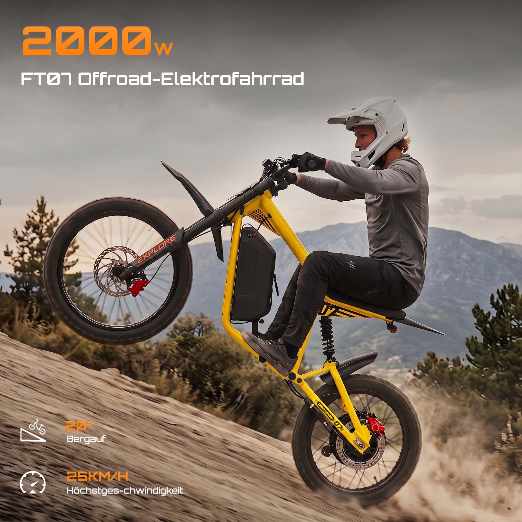 Vankel E-Motorroller FT07 E Scooter mit Sitz Offroad Erwachsene, 2000 W 60 V 25 Ah, 68 km/h, 68 km/h, Keine Straßenzulassung: ausschließlich auf Privatgelände verwenden