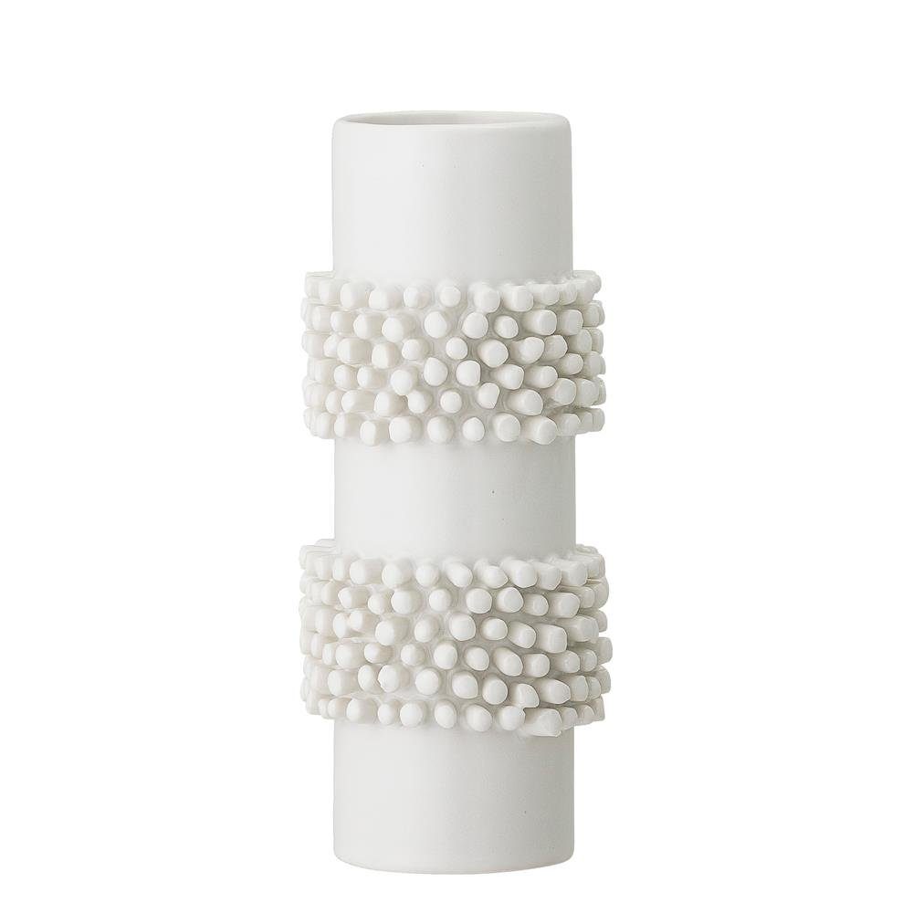 Bloomingville Dekovase Vase weiß, Ø 8,5 cm, Blumenvase, Keramik, dänisches Design