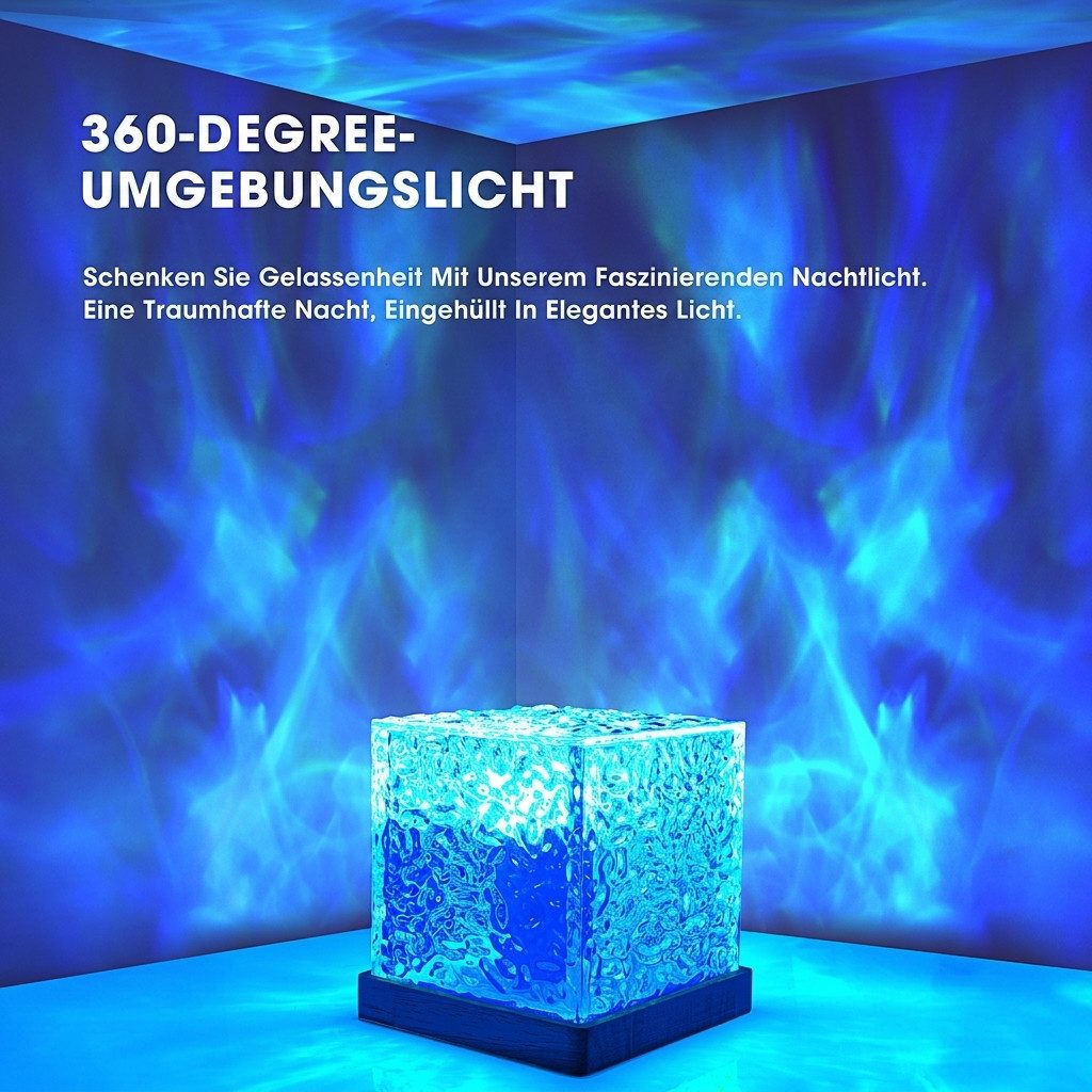 Wootoy LED Nachtlicht Wasserwellen-Lampe LED Sternenhimmel Projektor Atmosphärenlampe, LED fest integriert, Farbwechsler, Dekoleuchte für Schlafzimmer Wohnzimmer Gaming-Bereich