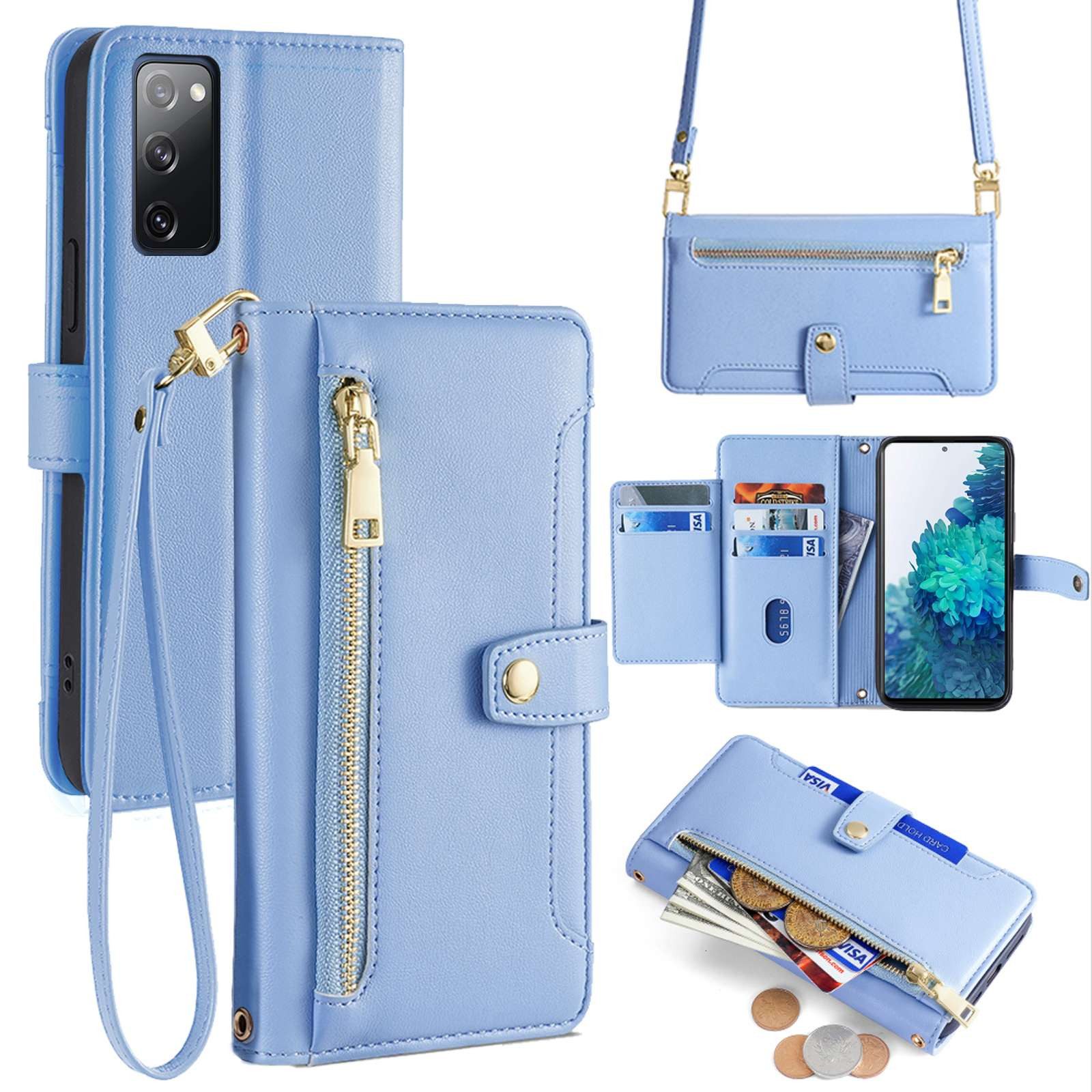betterfon Handykette für Samsung Umhängetasche Hülle mit Band Kartenfächer, Hände frei – mit Silikonhülle & Schnur für flexiblen Alltag