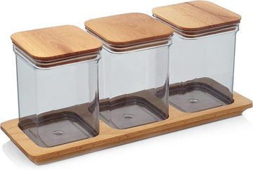 Lashuma Frischhaltedose, Kunststoff, (Set, 3-tlg), Eckige Zuckerdosen mit Deckel 1 Liter