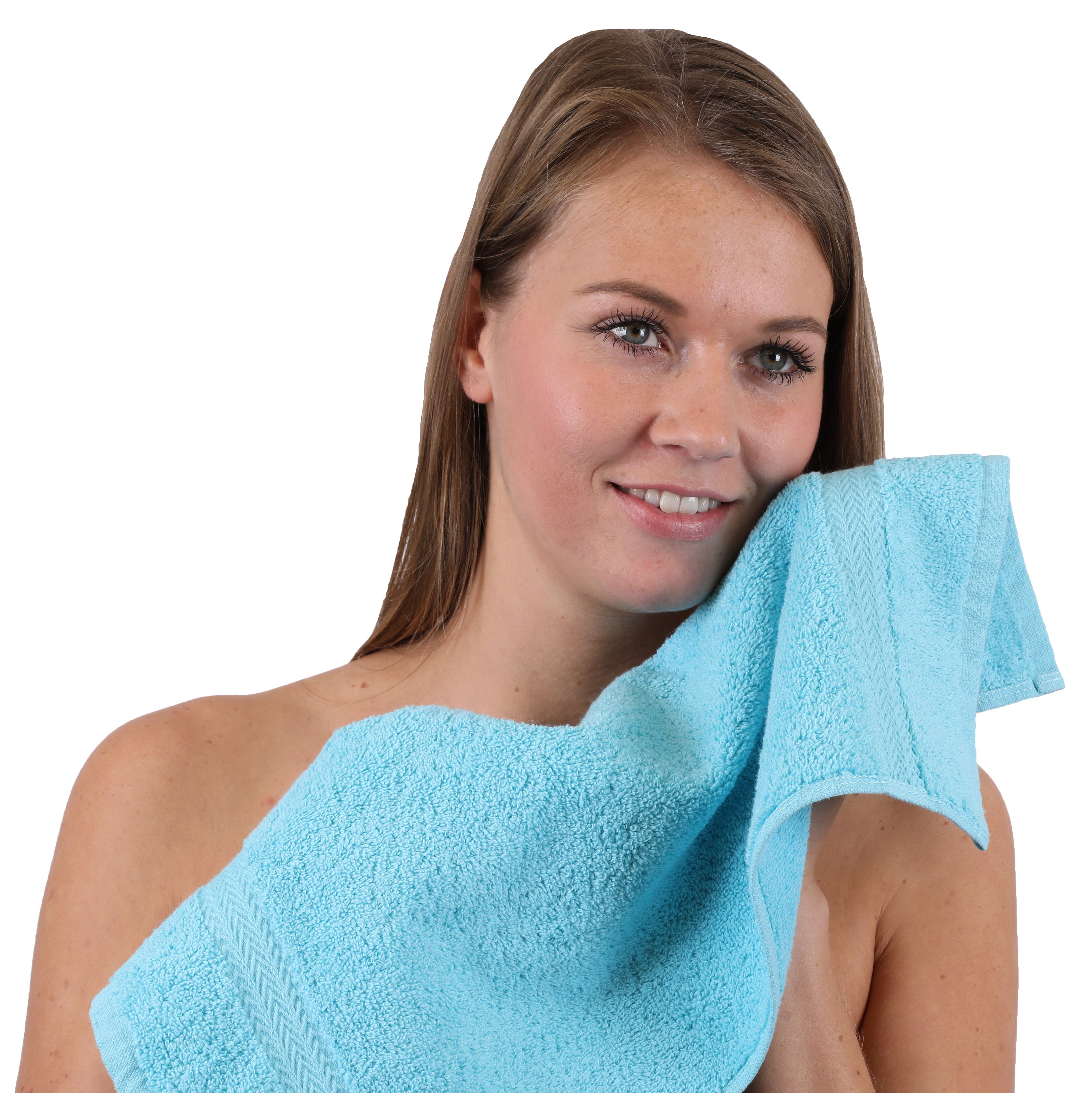 Handtuch Baumwolle, Schwarz & Farbe Set 10-TLG. Handtuch-Set Betz Premium (10-tlg) 100% Türkis,