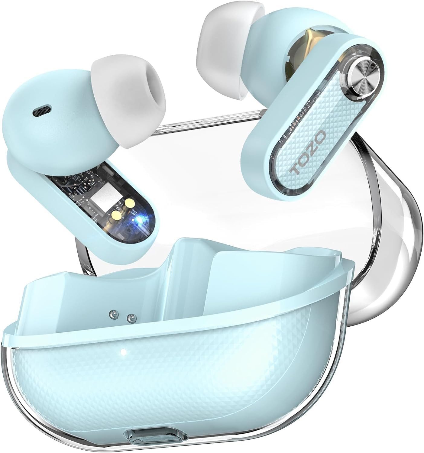 TOZO Bluetooth 5.4 Kopfhörer mit ANC, ENC & 35h Akku In-Ear-Kopfhörer (Diese kabellosen Bluetooth Kopfhörer bieten kraftvollen Sound, klare Höhen und tiefe Bässe für ein beeindruckendes Musikerlebnis im Alltag., Kabellose Noise Cancelling Kopfhörer mit App, IPX5 & starkem Sound)