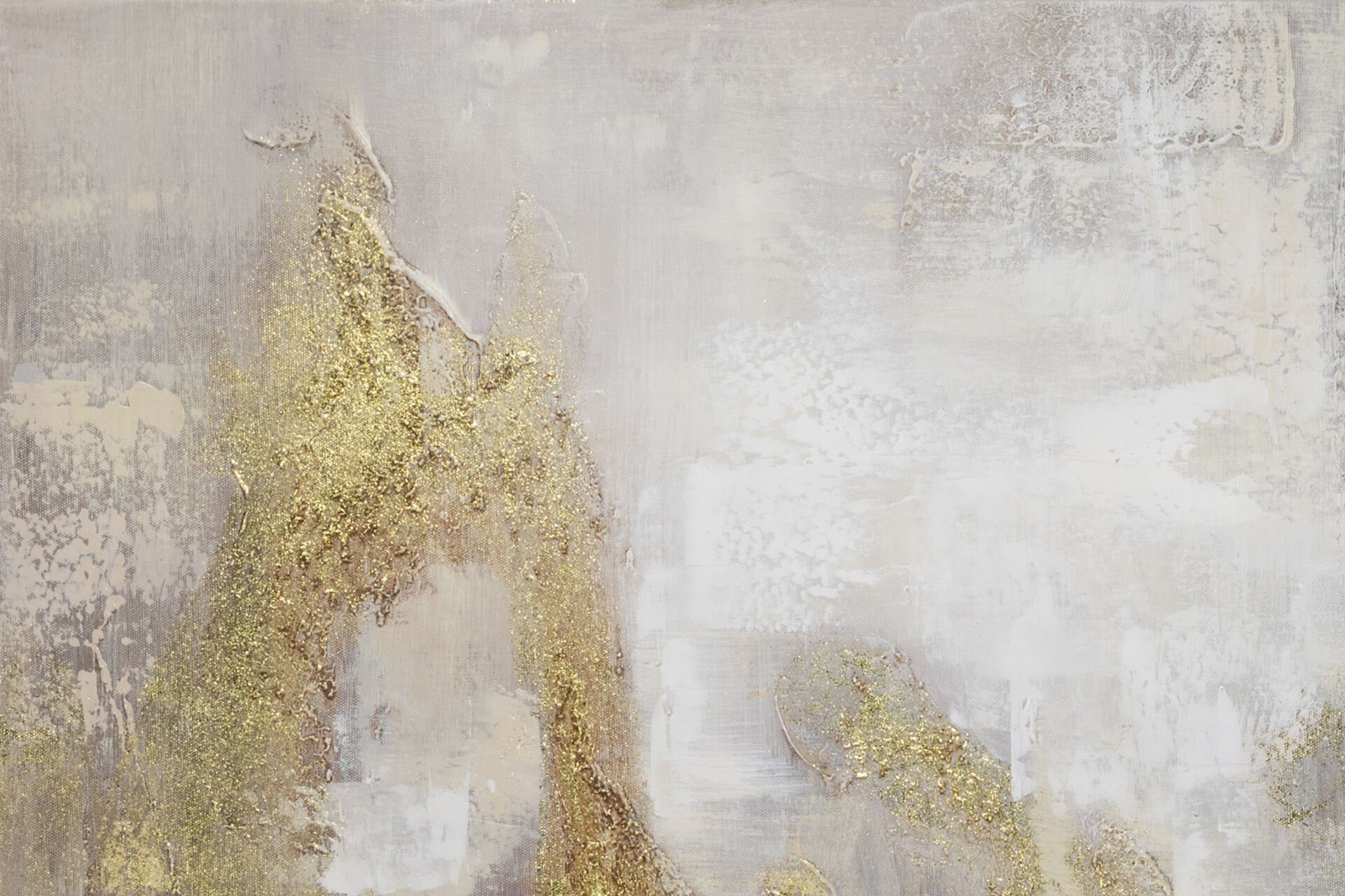 HANDGEMALT Wandbild Goldene Leinwandbild Gemälde Wohnzimmer KUNSTLOFT cm, 100% 80x80 Flügel