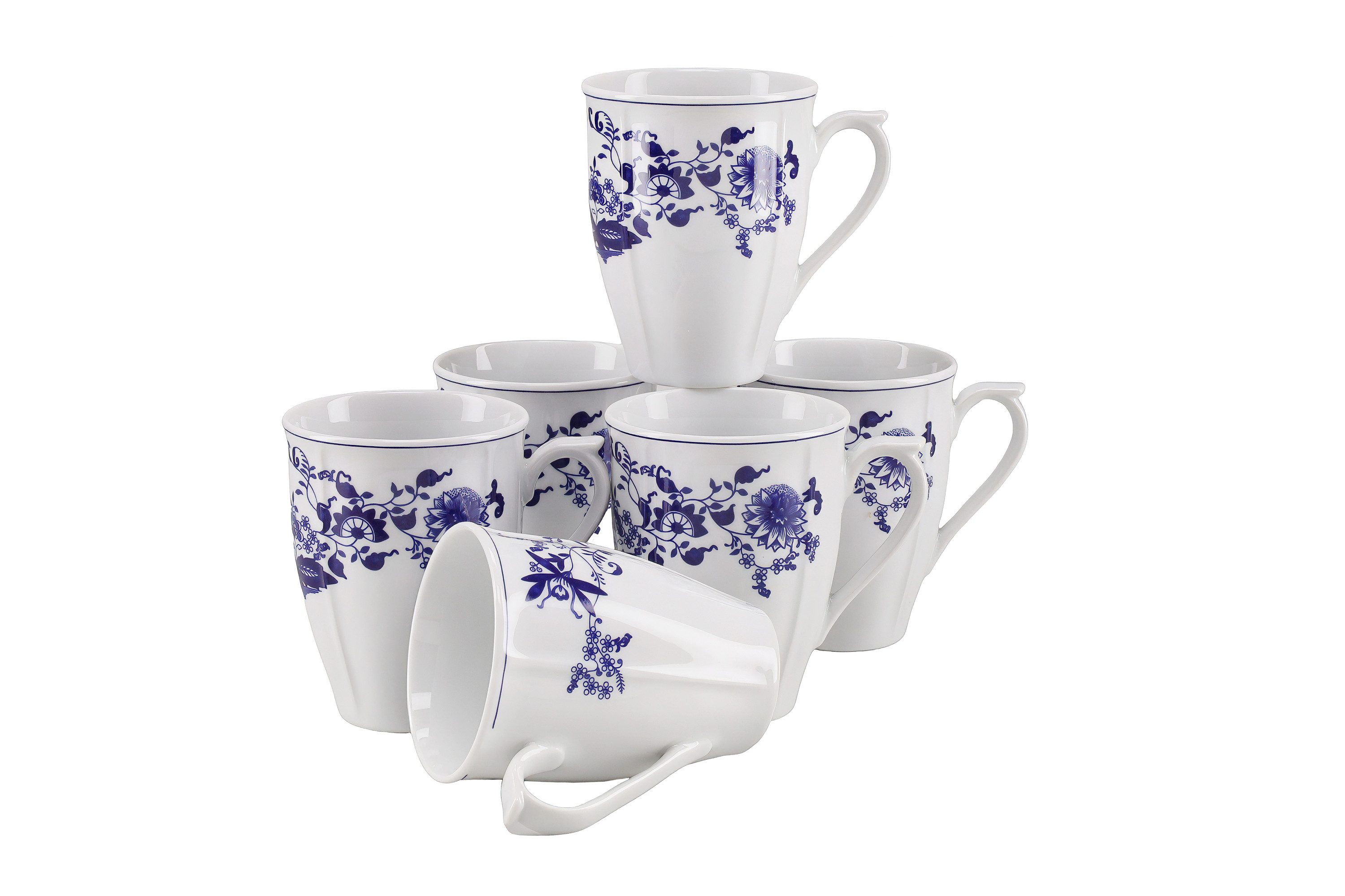 CreaTable Becher Flora Zwiebelmuster, 6-tlg., Porzellan