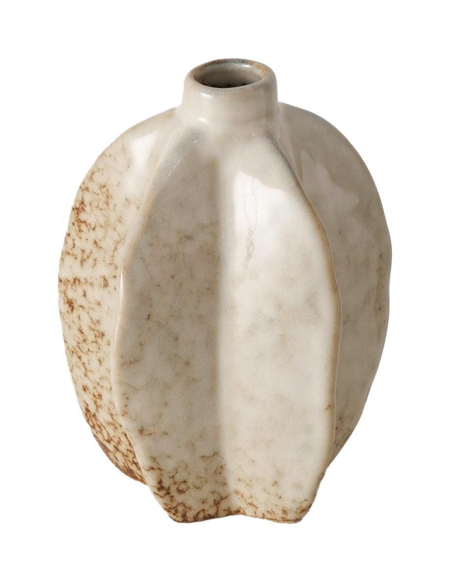 BOLTZE GRUPPE GmbH Dekovase ARQUETTE, Ø 9,5 x H 13,2 cm, Creme, Braun, (1 St), aus Steinzeug mit reaktive Glasur