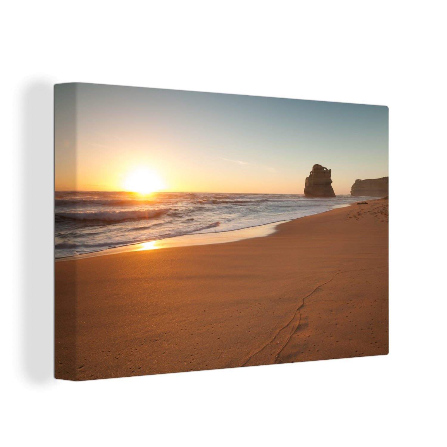 OneMillionCanvasses® Leinwandbild Strand - Sonne - Himmel, (1 St), Wandbild Leinwandbilder, Aufhängefertig, Wanddeko, 30x20 cm