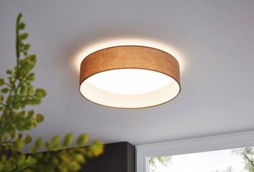 EGLO LED Deckenleuchte Pasteri, Leuchtmittel inklusive, Textil Deckenleuchte, Wohnzimmerlampe, Farbe: Taupe, weiß, Ø: 32 cm