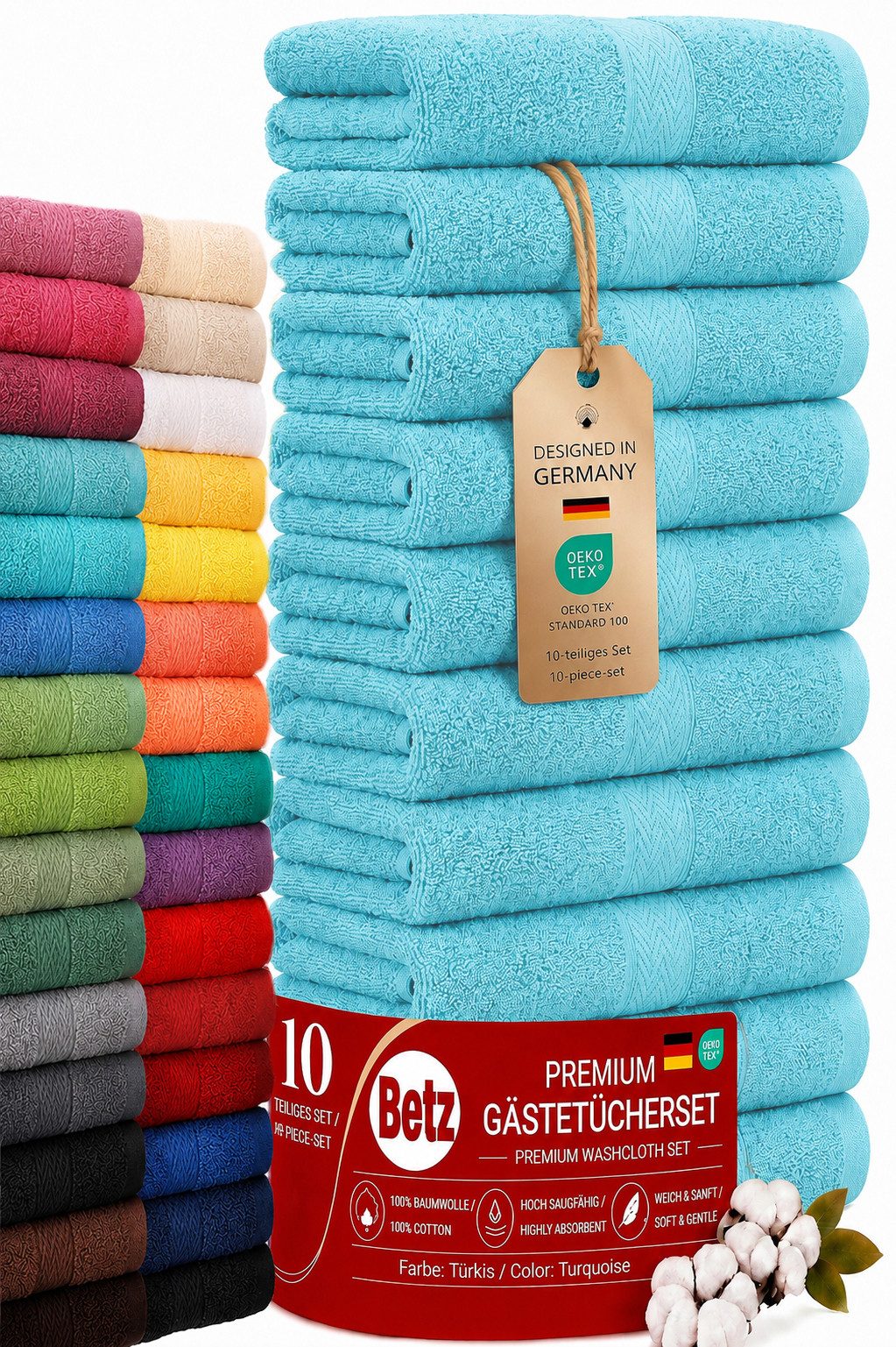 Betz Gästehandtücher 10 tlg. Gästehandtücher-Set PREMIUM 100 % Baumwolle 30x50cm, 100% Baumwolle (10-St)