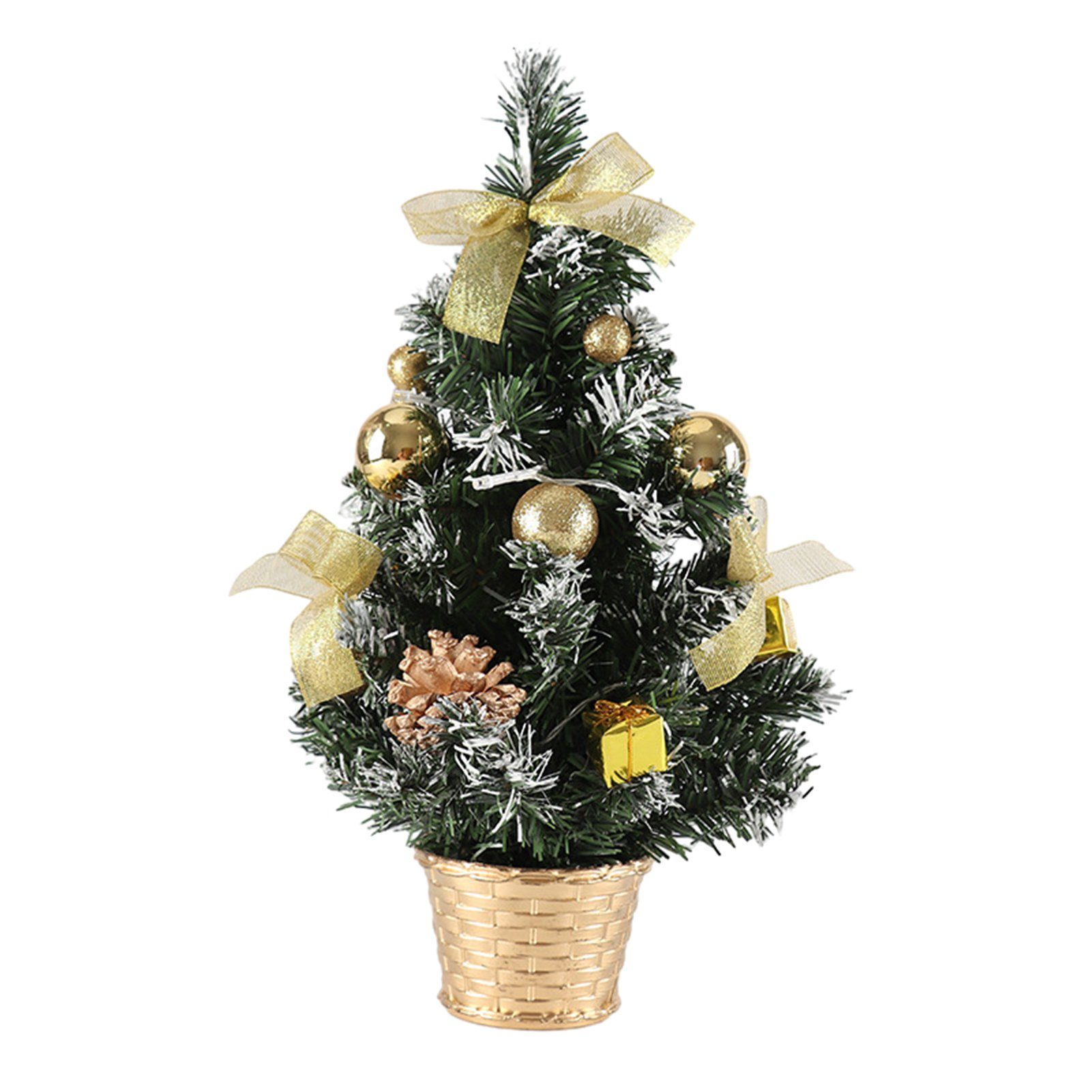 Blusmart Künstlicher Weihnachtsbaum Mini-Weihnachtsbaum, 40 Cm, Mit Lichtern, Leicht, Stilvoll, Deko-Licht, Künstlicher Weihnachtsbaum gold