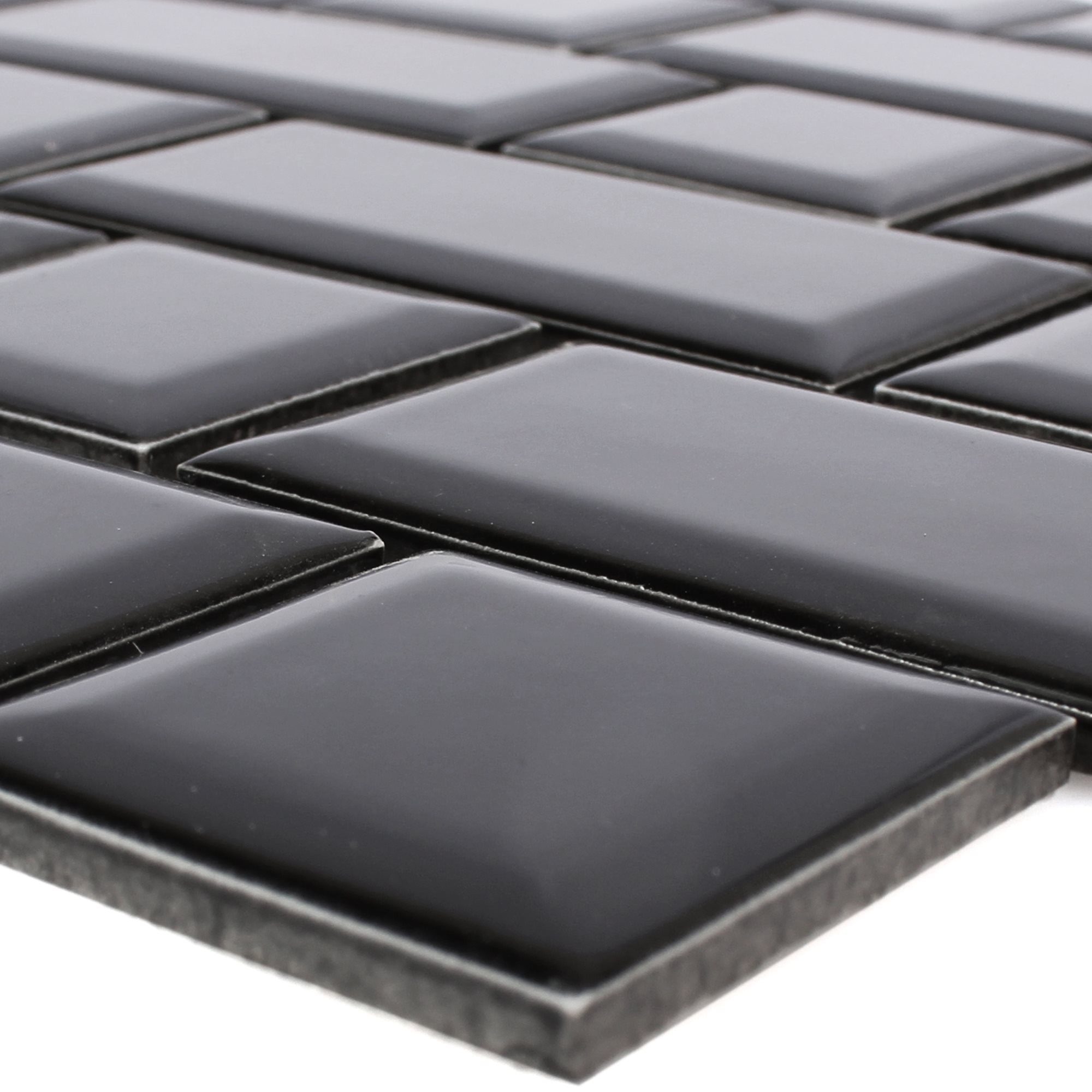 Mosafil Mosaikfliesen Keramik Mosaikfliesen Bengal Metro Facette, Keramik 29.100x29.400, schwarz, Wasserfest