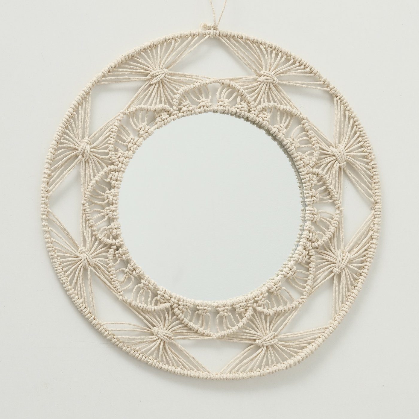 aus Glas/Makramee B37cm, in BOLTZE Spiegel "Emina" beige Wandspiegel