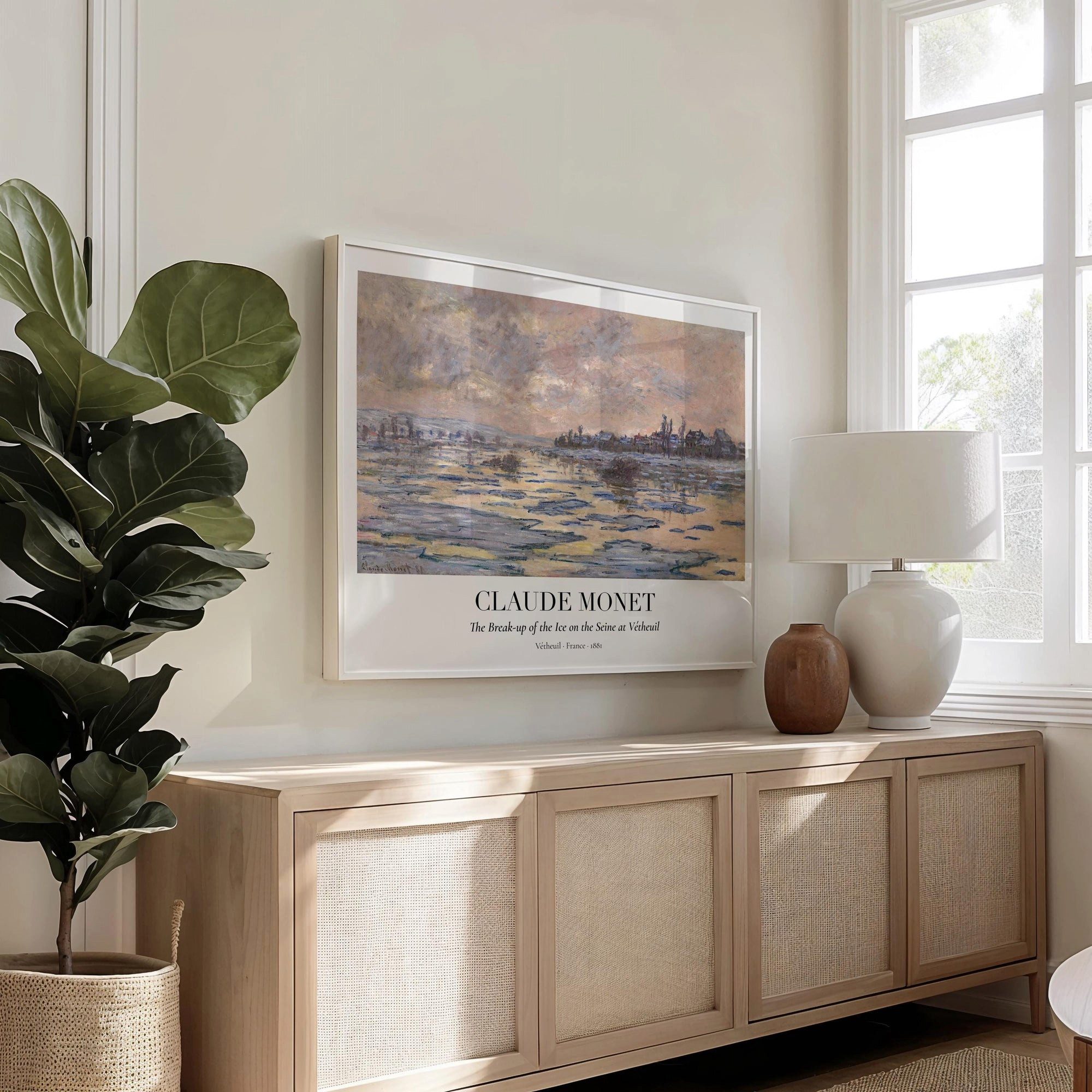 JUSTGOODMOOD Poster Premium ® Claude Monet Poster Eisschmelze Seine 1881 Vétheuil Vintage, (1 St), verschiedene Größen wählbar