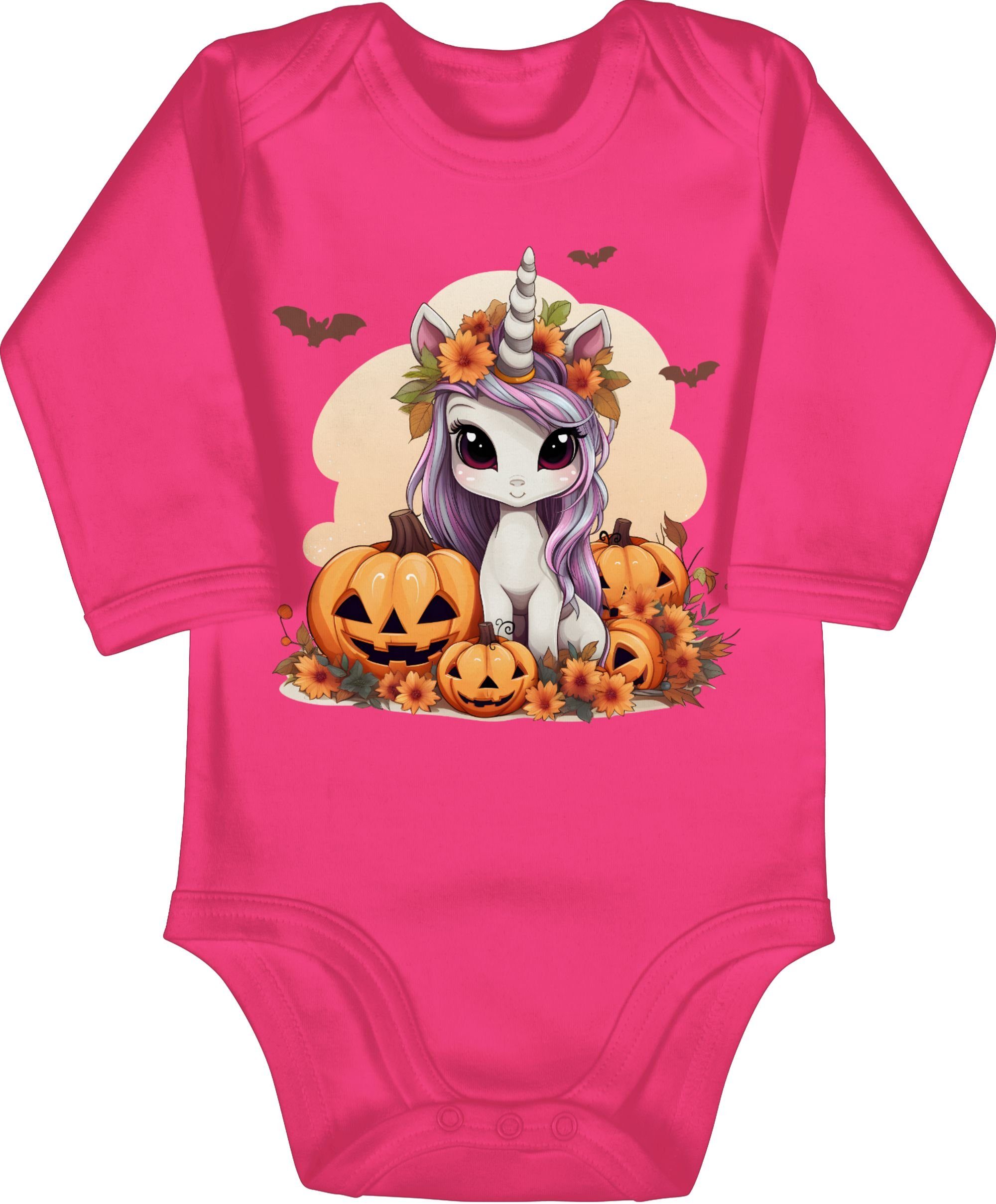 Shirtracer Shirtbody Süßes Einhorn Halloween Unicorn Kürbis Halloween Kostüme für Baby 2 Fuchsia