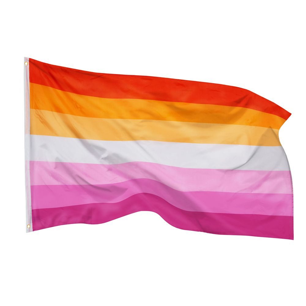PHENO FLAGS Flagge Lesben Flagge 90 x 150 cm LGBT Fahne Rainbow (Hissflagge für Fahnenmast), Inkl. 2 Messing Ösen