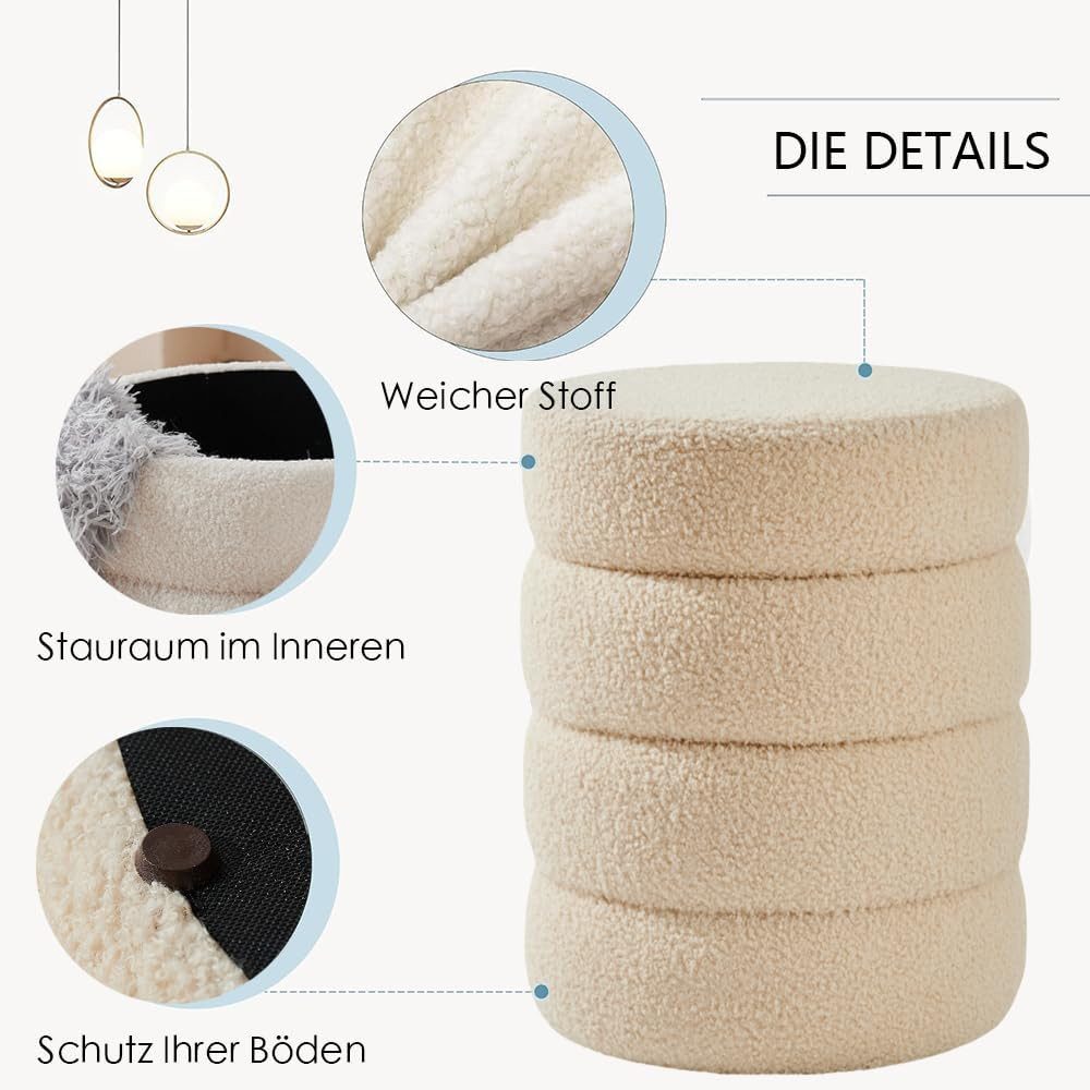 Zedelmaier Sitzhocker Stilvolle Sitzhocker, Polsterhocker, Fußhocker, Schminktisch Hocker