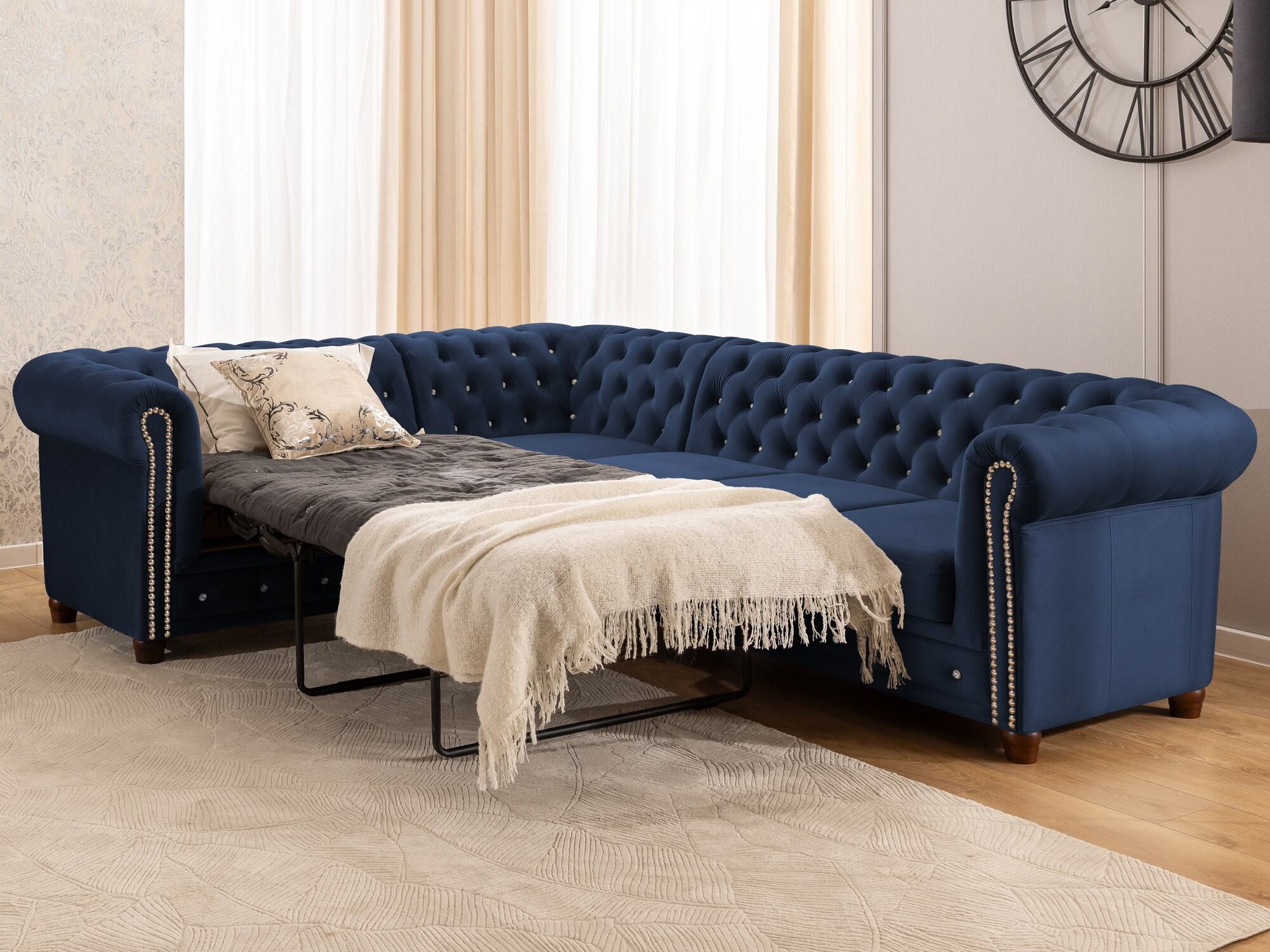 S-Style Möbel Ecksofa Chesterfield mit Schlaffunktion günstig online kaufen