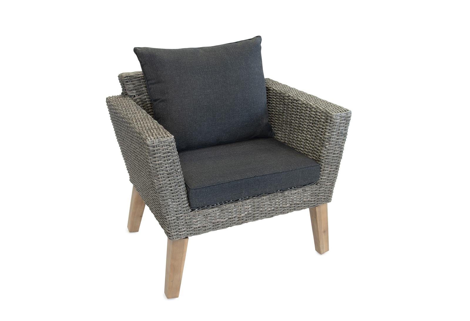 bellavista - Home&Garden® Gartenlounge-Set Garten Lounge Set Montecristo 4-tlg. Polyrattan anthrazit, (Set, 4-tlg., ein 2-Sitzer Gartensofa, zwei Sessel, ein Tisch), grau, Polyrattan, für 4 Personen, wetterfest, Garten, Terrasse, Balkon