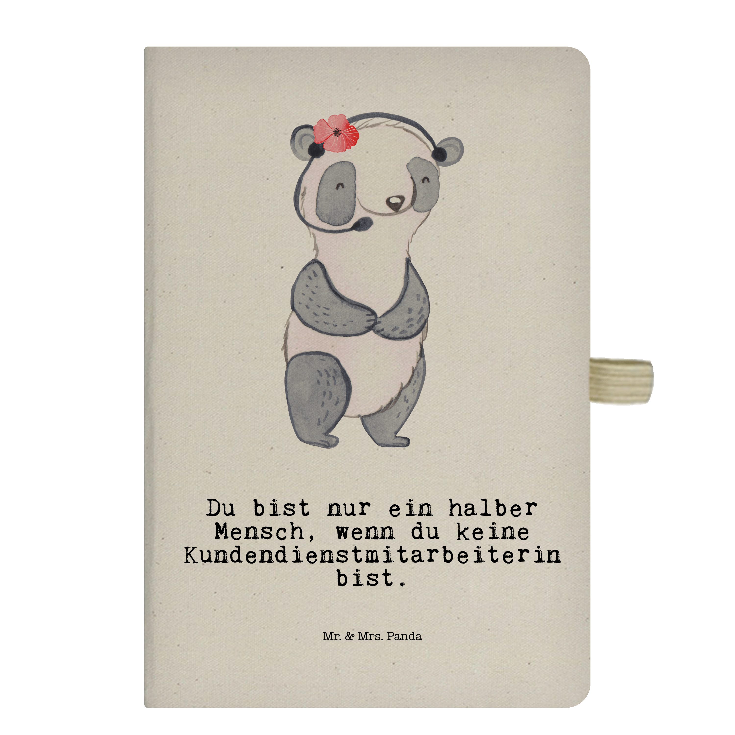 Mr. & Mrs. Panda Notizbuch Kundendienstmitarbeiterin mit Herz - Transparent - Geschenk, Callcent Mr. & Mrs. Panda