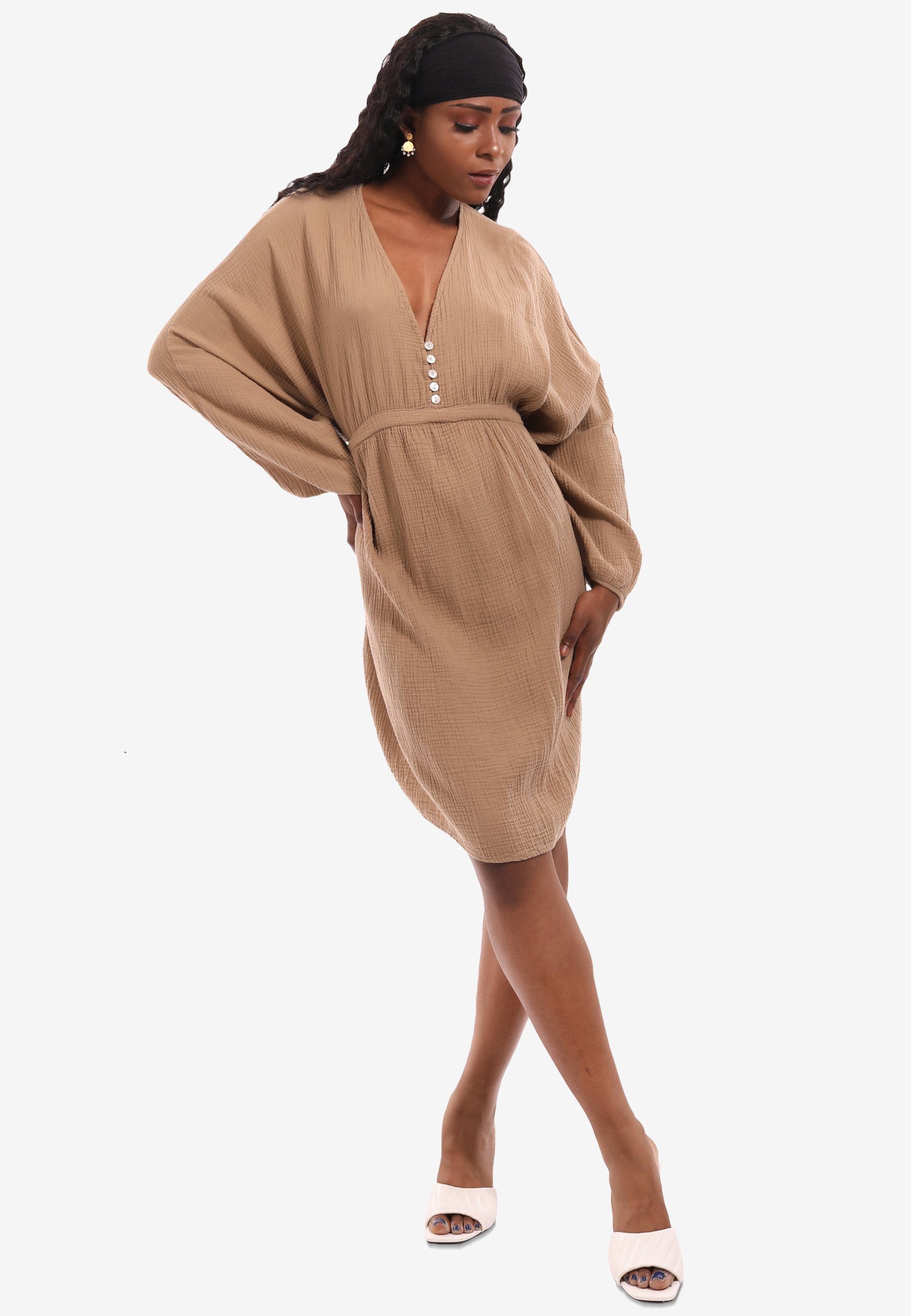 YC Fashion & Style Tunikakleid "Musselin Tunika-Kleid im XXL-Look mit  langen Ärmeln" Basic, Boho, Casual, Langarm, in Unifarbe, aus reiner  Baumwolle, bequem zu tragen