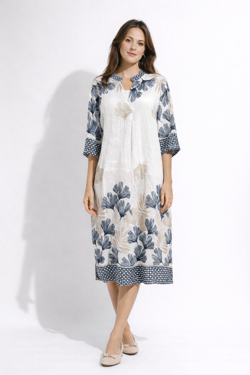 ITALY VIBES Sommerkleid - Kleid Damen - Midikleid - Tunikakleid - Shirtkleid mit Print ONE SIZE / passend für Größe M - XXL