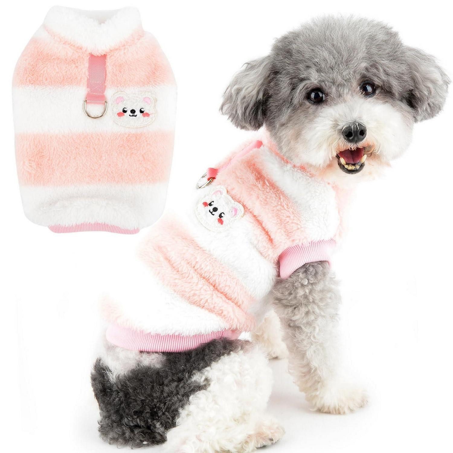 LuxusKollektion Hundepullover Hundepullover Sherpa Fleece Gestreift Rosa XL