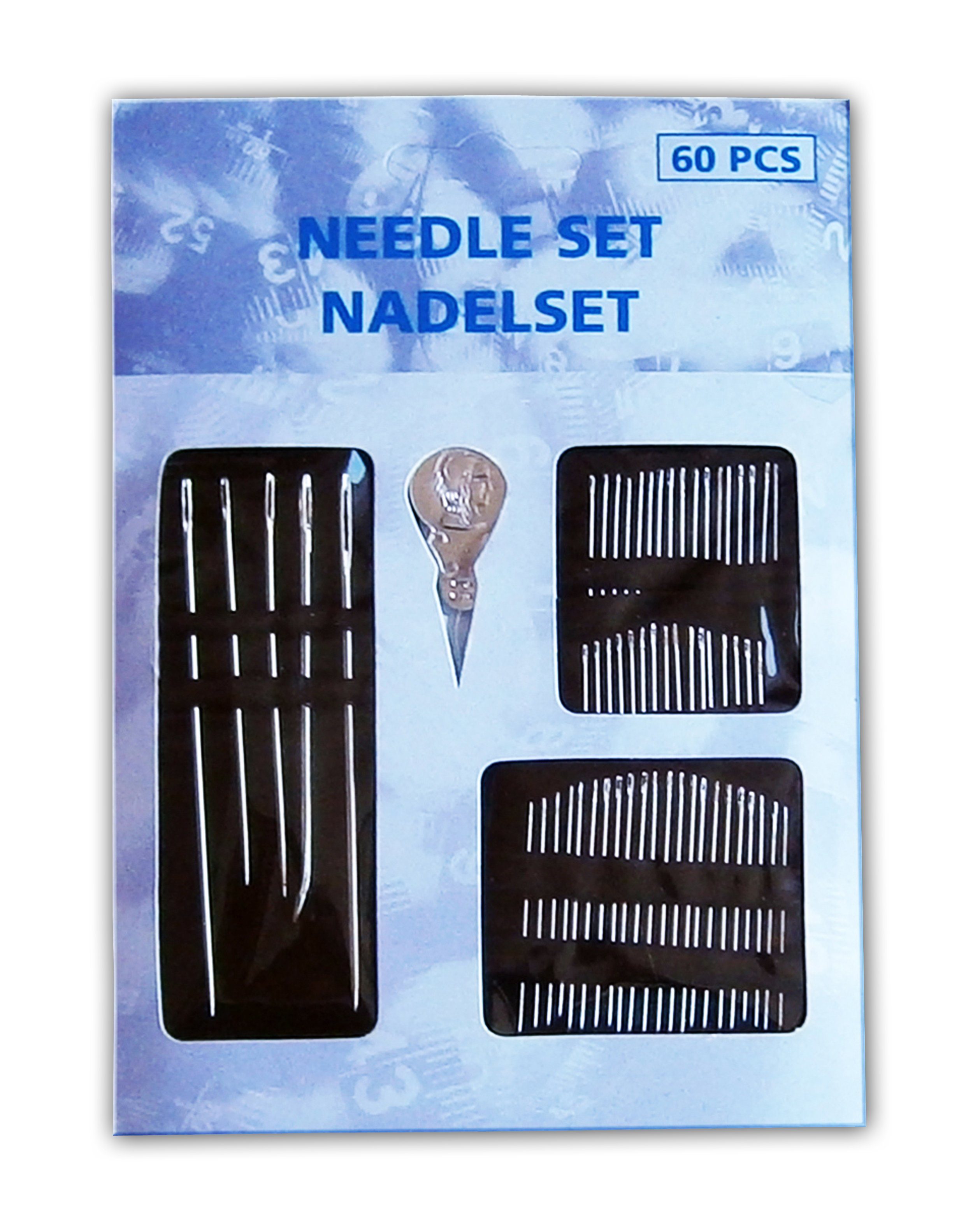 EDCO Anstecknadel Set NADELSET 60-tlg Nähnadeln Nadeln Set Nähnadelset Handnähnadeln 71 (60-tlg), Einfädler