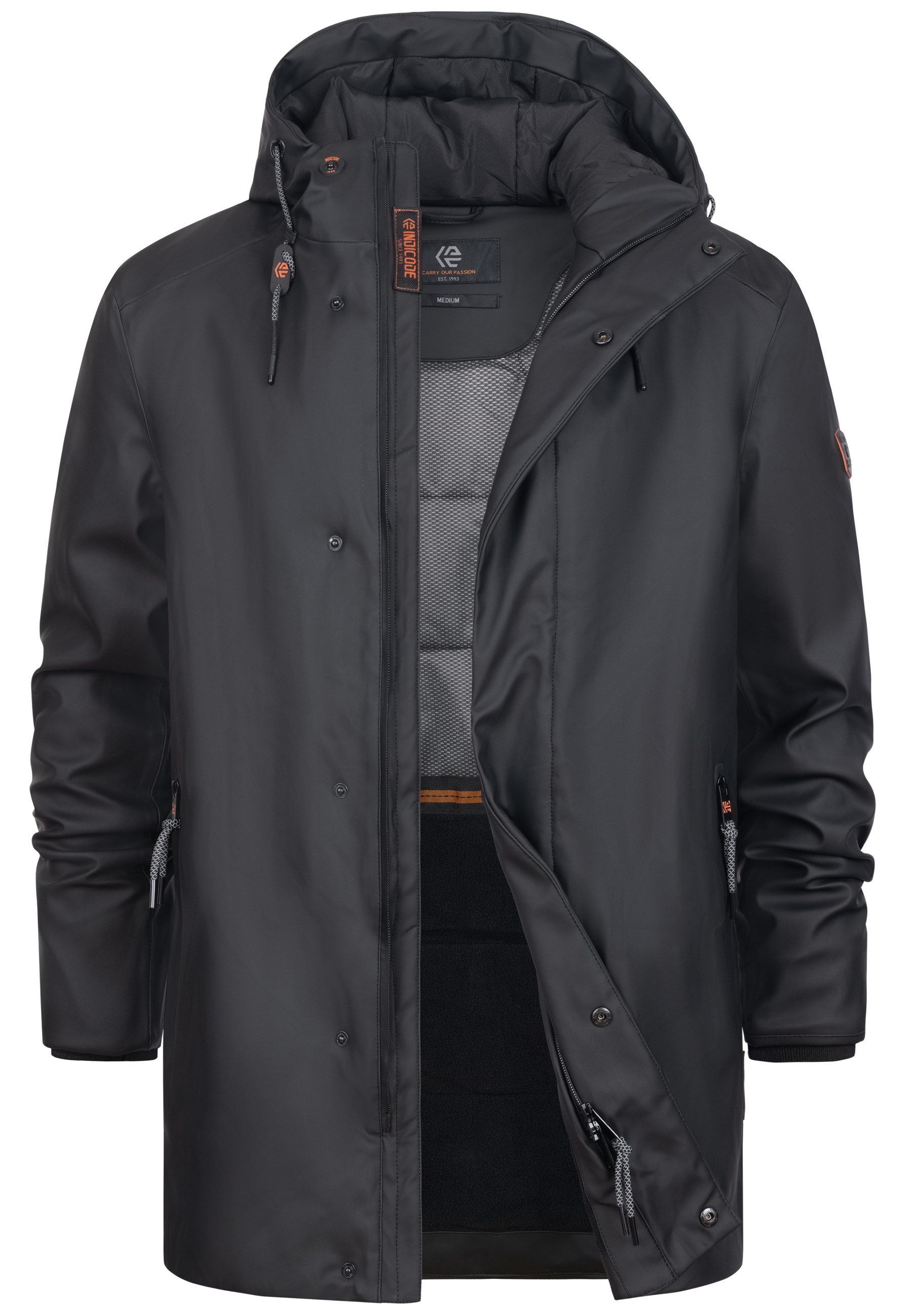 Indicode Winterjacke Herren INTeyler Wasserdichte Übergangsjacke mit verstellbarer Kapuze und wärmendem Fleecefutter