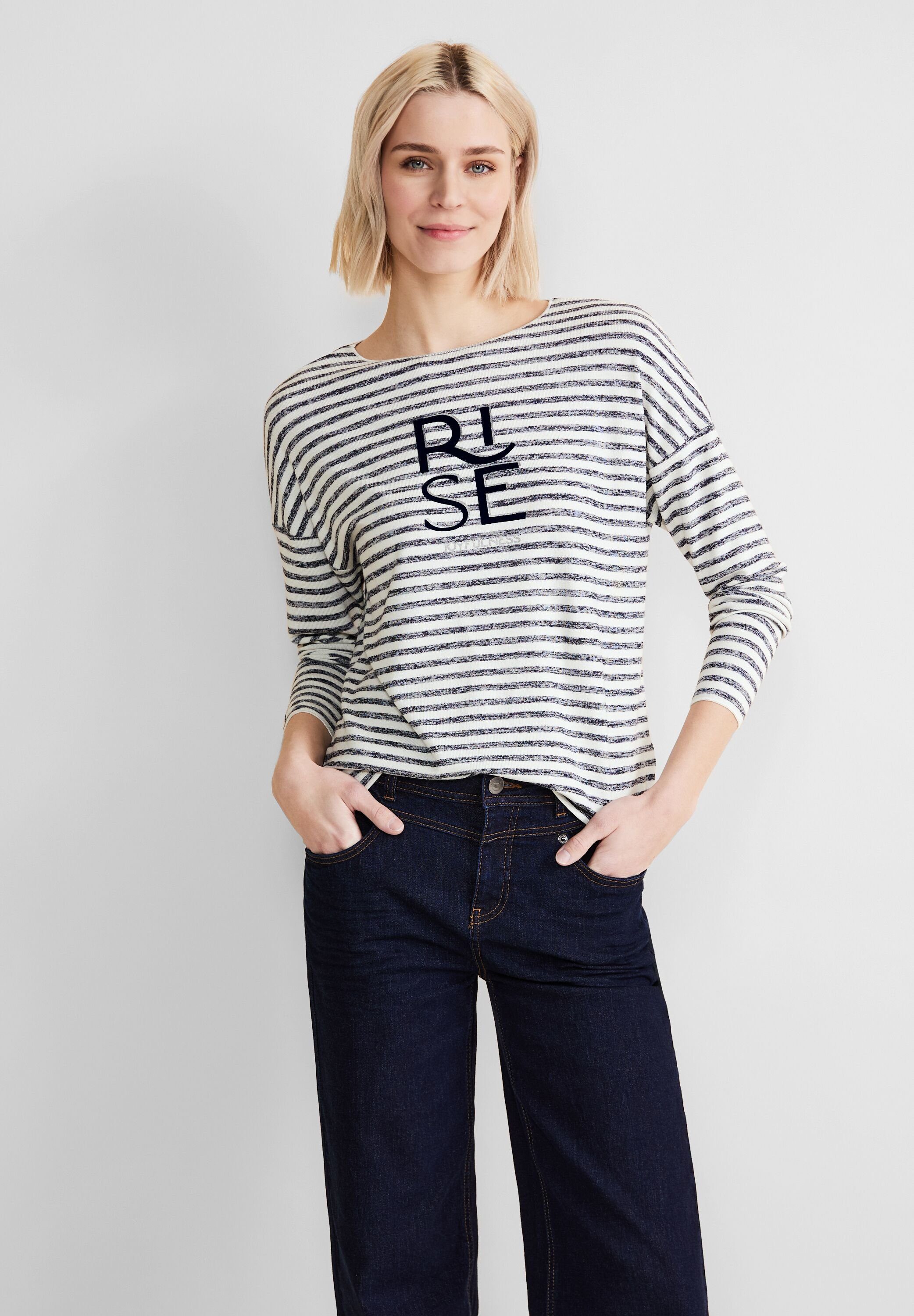 STREET ONE Langarmshirt mit Rundhalsausschnitt, Kann ideal mit einer Jeans  kombiniert werden