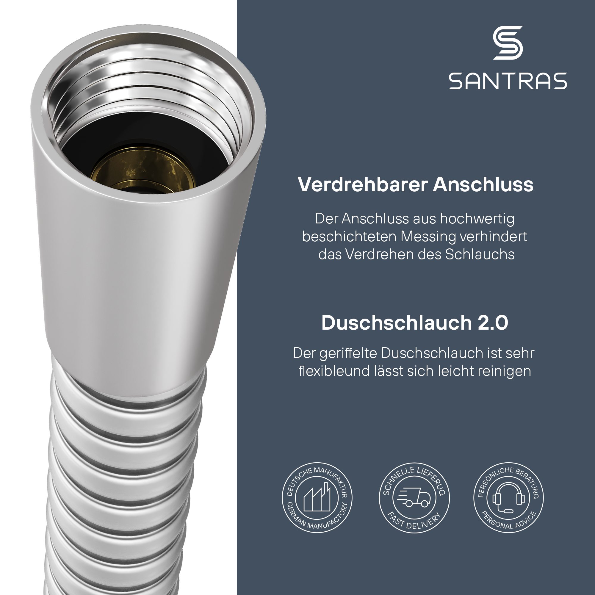 Santras Brauseschlauch Duschschlauch aus Kunststoff 1/2" in Chrom-Matt (1,2 günstig online kaufen