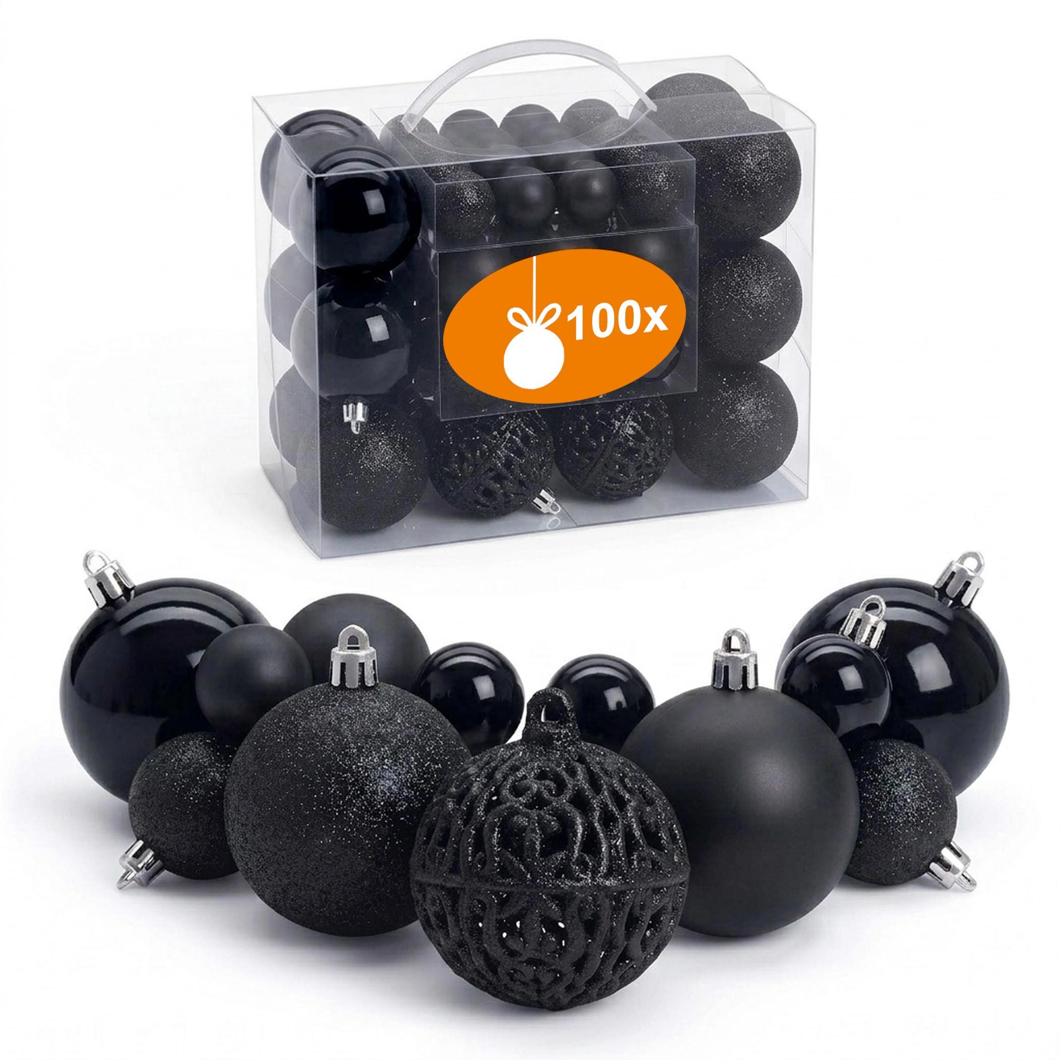 Spetebo Weihnachtsbaumkugel Kunststoff Christbaumkugel Set bruchsicher (100 St), inklusive Metall Haken