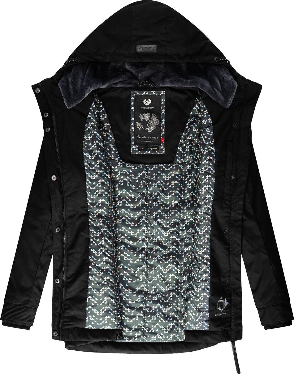 anthra Winterparka die Label Ragwear kalte Jahreszeit für Black Winterjacke Monadis stylischer