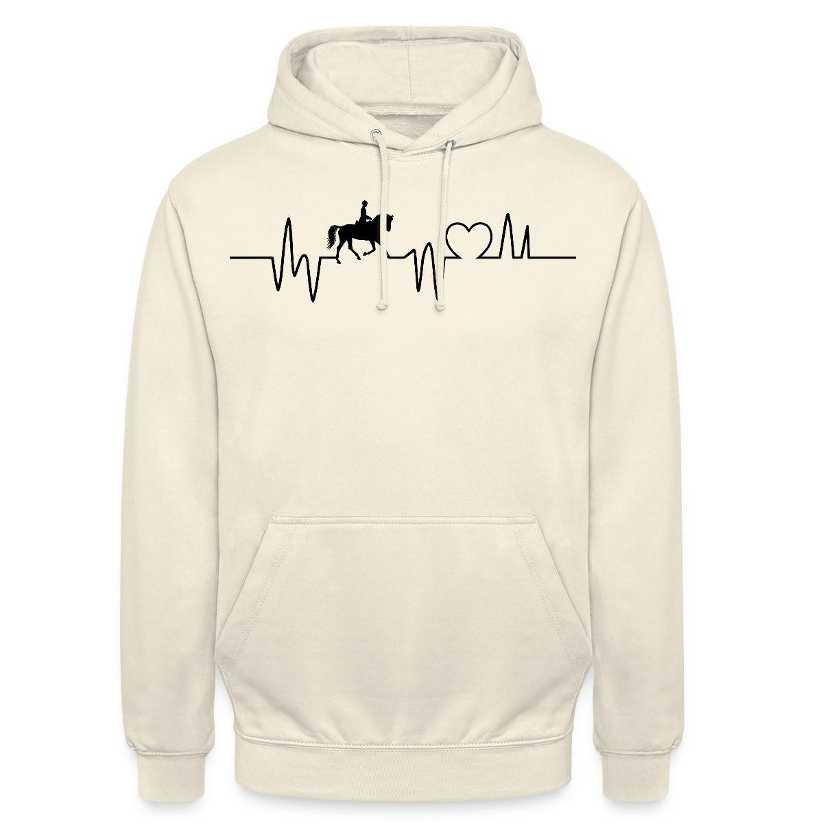 Spreadshirt Hoodie EKG Linie Mit Pferd, Pferdeliebe Herzschlag Unisex Hoodie (1-tlg) Unisex-Schnitt: Sitzt bei Männern körpernah, bei Frauen weit