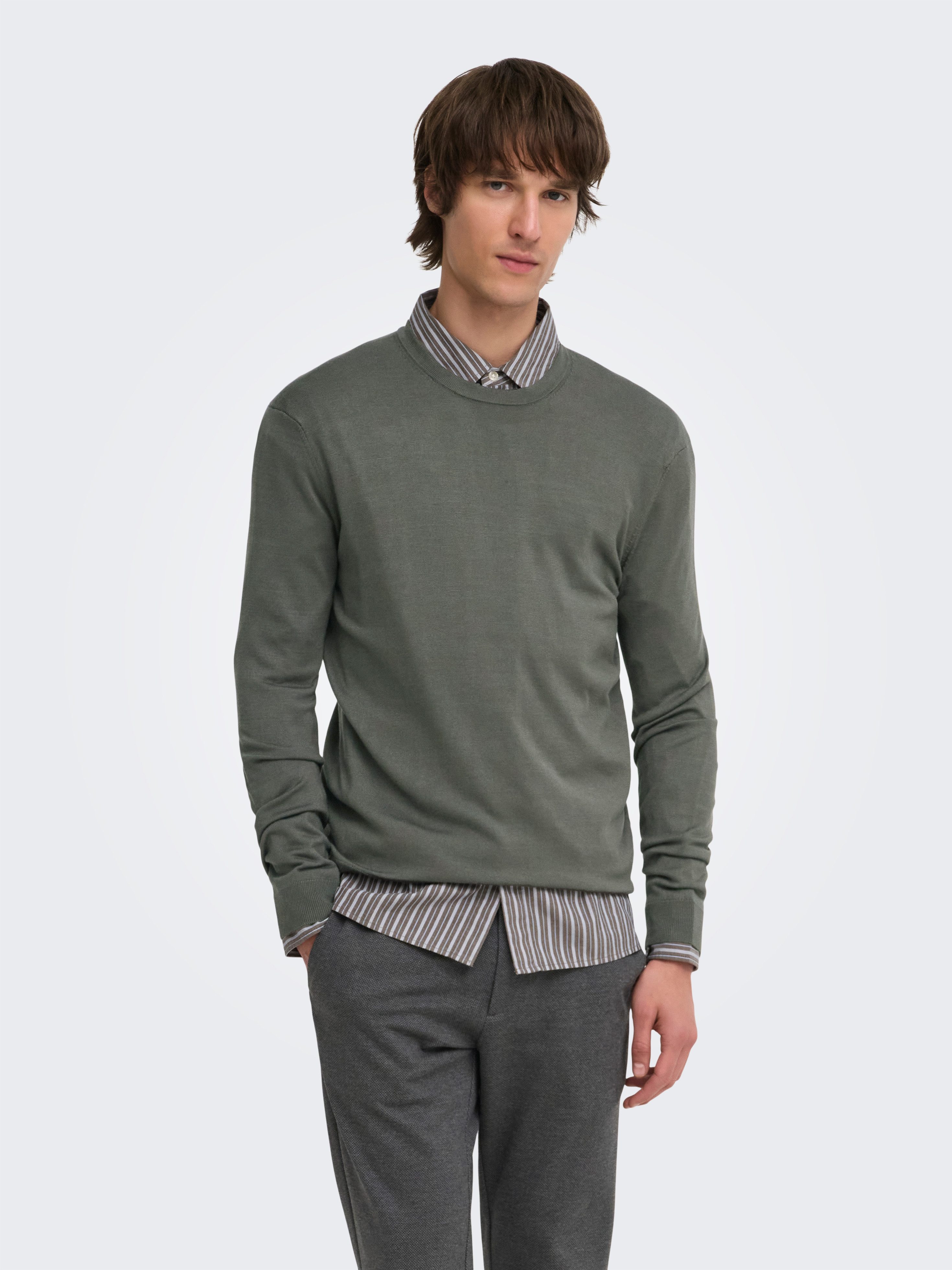 ONLY & SONS Rundhalspullover ONSWYLER LIFE REG 14 LS CREW KNIT NOOS Viskosemischung, regular fit