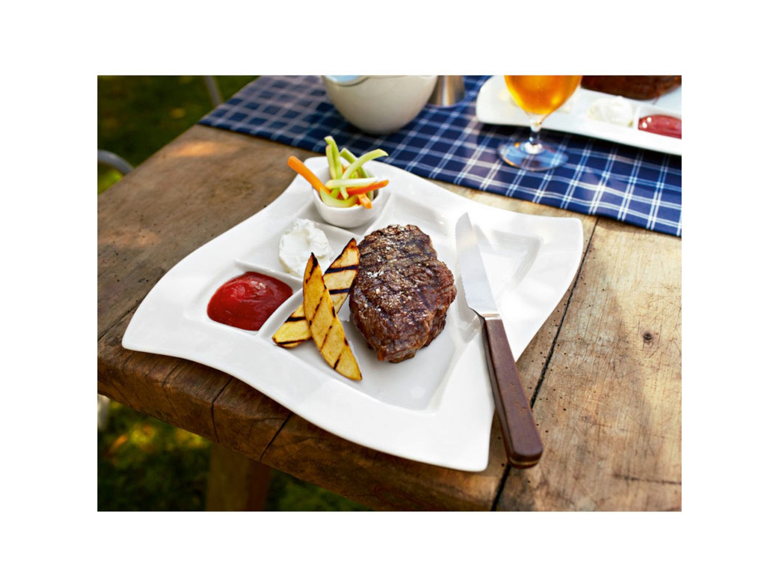 Villeroy & Boch Geschirr-Set Geschenkbox Männerabend Weizen 6tlg, Premium Porcelain / Edelstahl / Glas