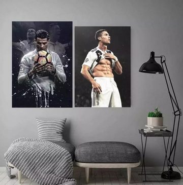 TPFLiving Kunstdruck (OHNE RAHMEN) Poster - Leinwand - Wandbild, Berühmte Fußballspieler - Christiano Ronaldo (Leinwand Wohnzimmer, Leinwand Bilder, Kunstdruck), Leinwandbild bunt - Größe 13x18cm