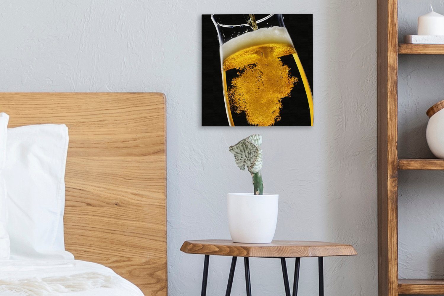 Leinwandbild ein OneMillionCanvasses® St), gegossen, Wohnzimmer Bier für (1 Bilder wird Leinwand Schlafzimmer in Bierglas
